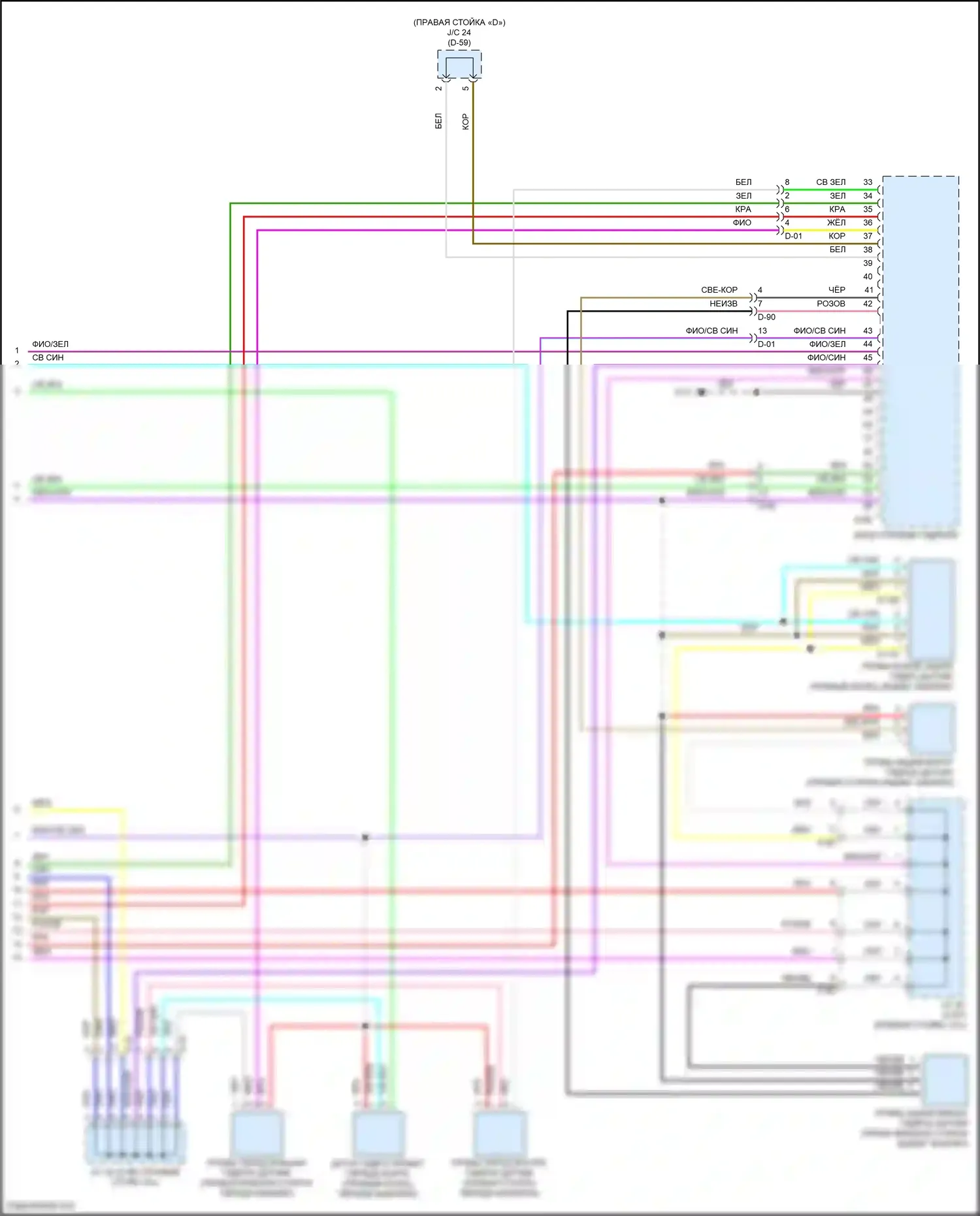 Outlander Mitsubishi IV (2021-2024): Электросхема заднего гидролокатора (2 из 2) 
