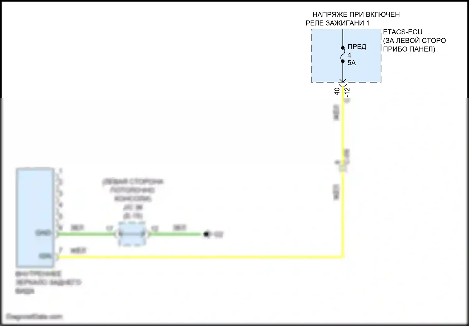 Outlander Mitsubishi IV (2021-2024): Электросхема внутреннего зеркала заднего вида 