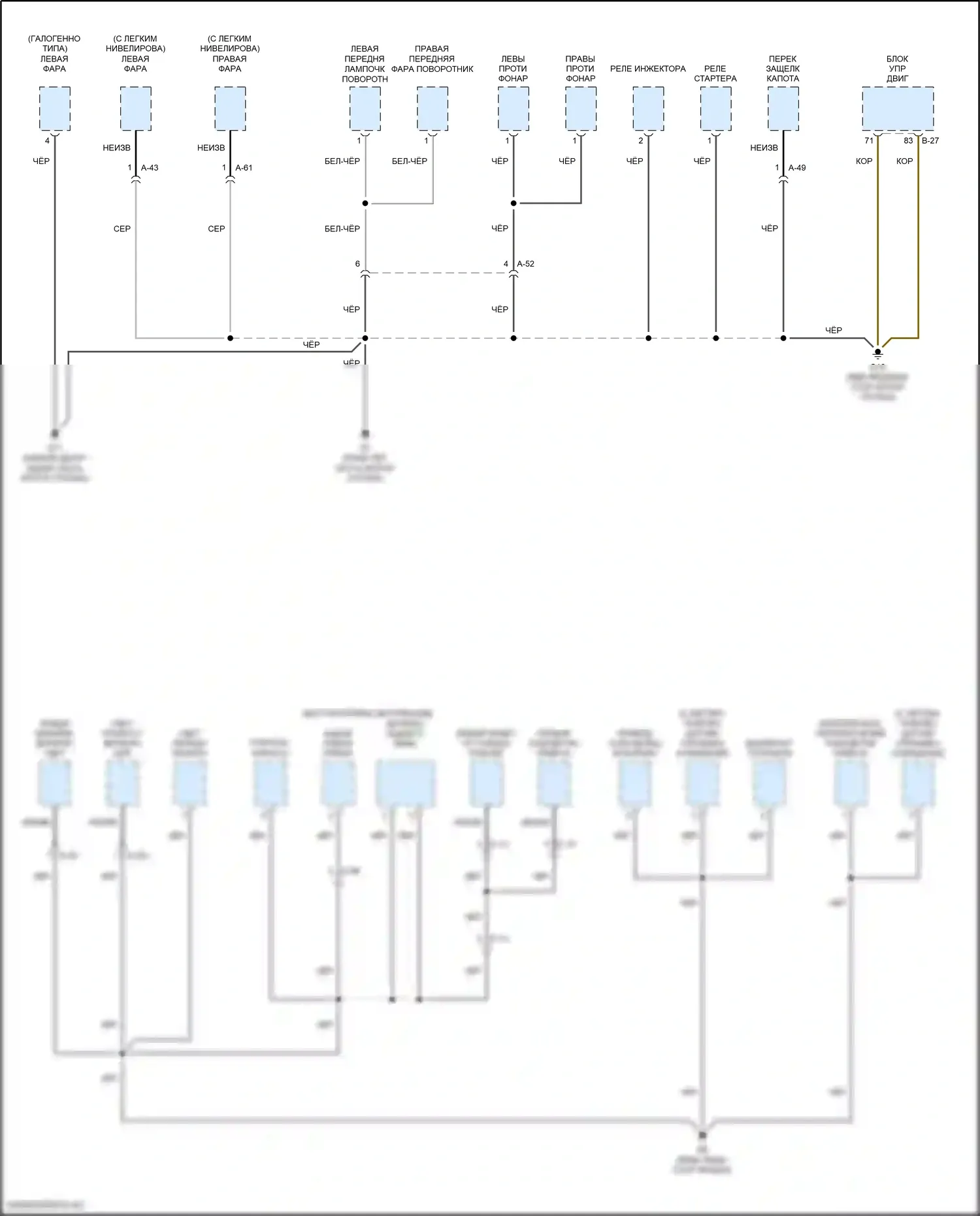 RVR Mitsubishi III рестайлинг 3 (2019-2024): Электросхема точек подключения масс (3 из 4) 