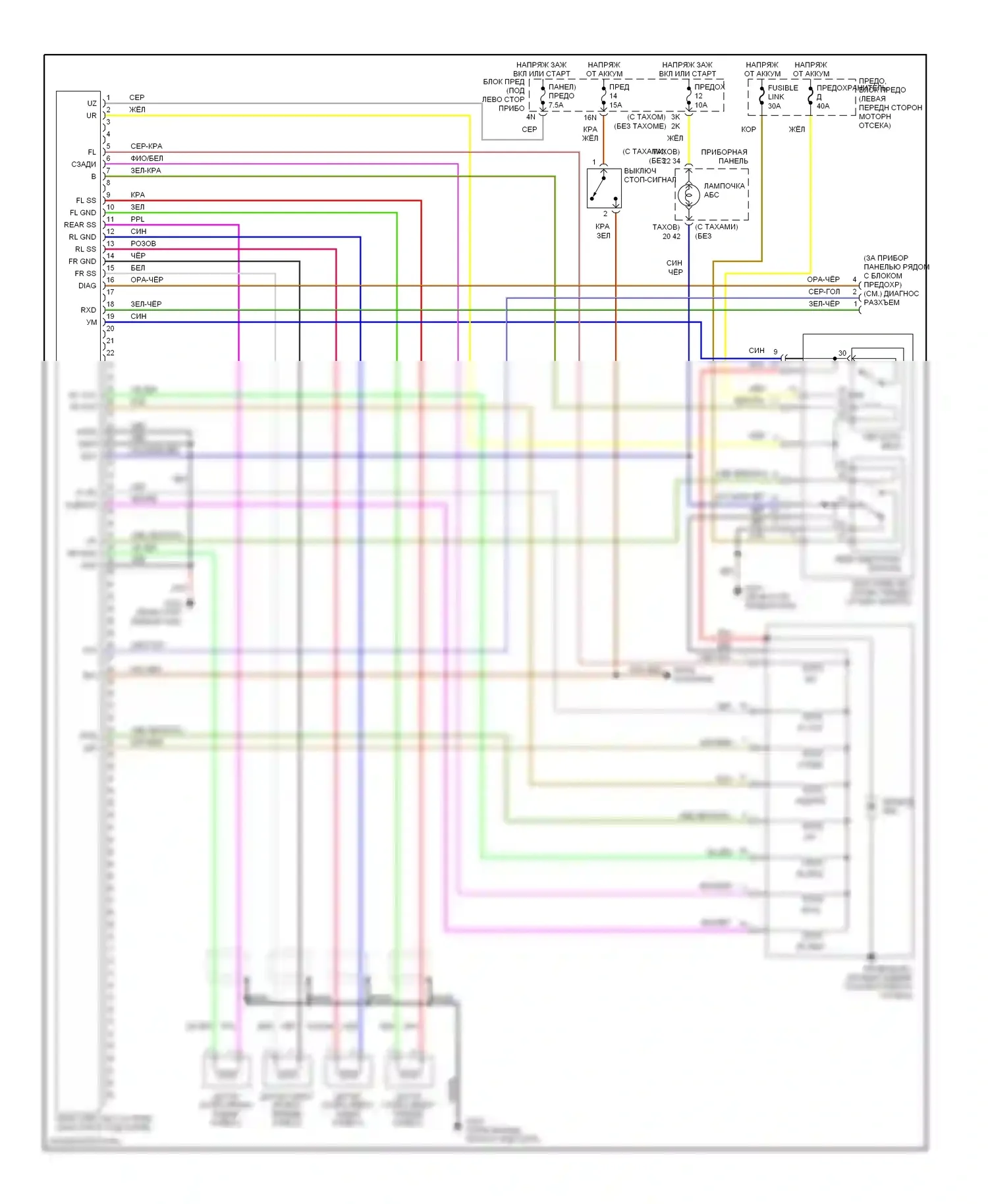 200SX Nissan S14 (1993-2000): Электросхемы антиблокировочной системы abs 