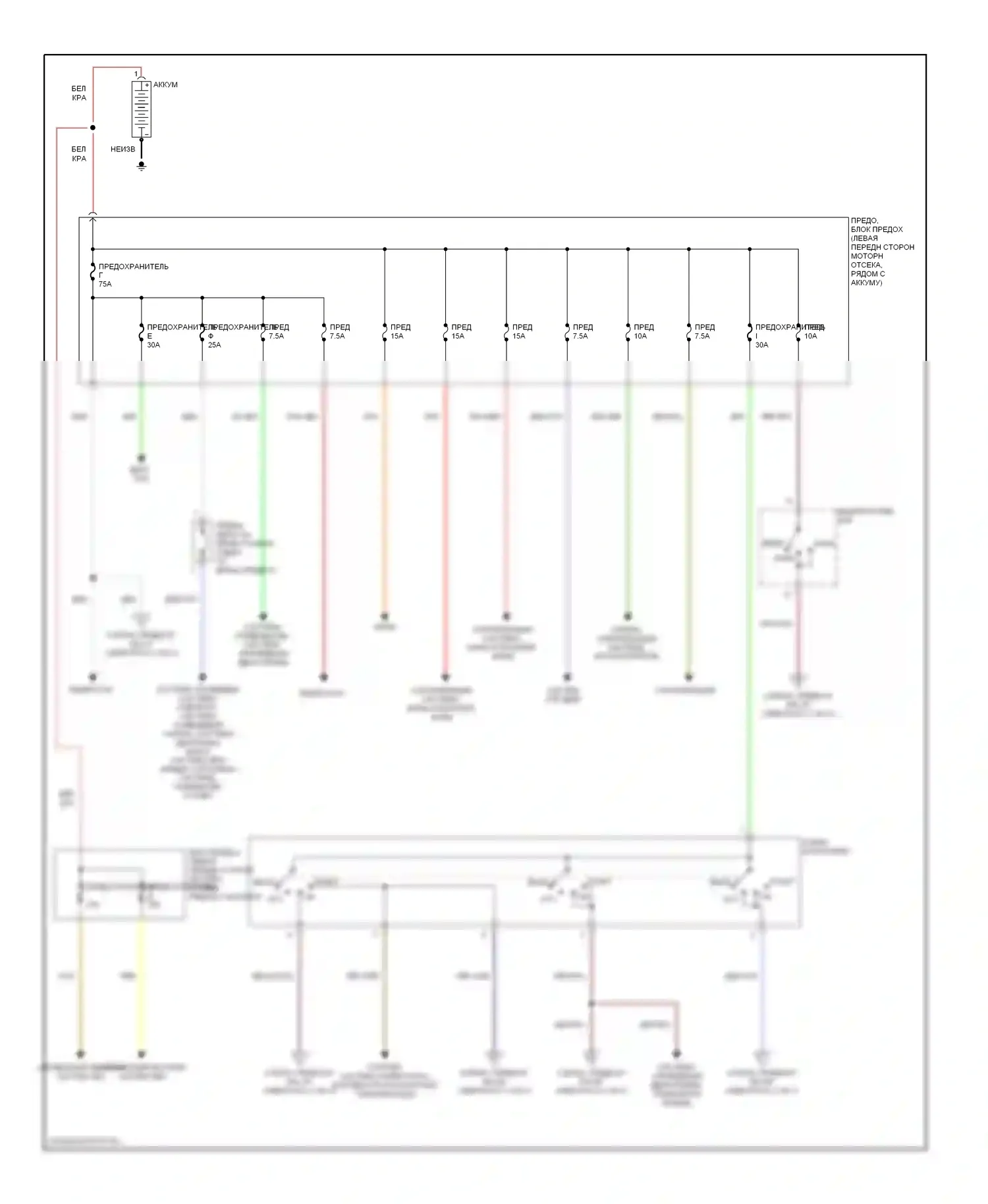 200SX Nissan S14 (1993-2000): Электросхема блока предохранителей реле (1 из 3) 