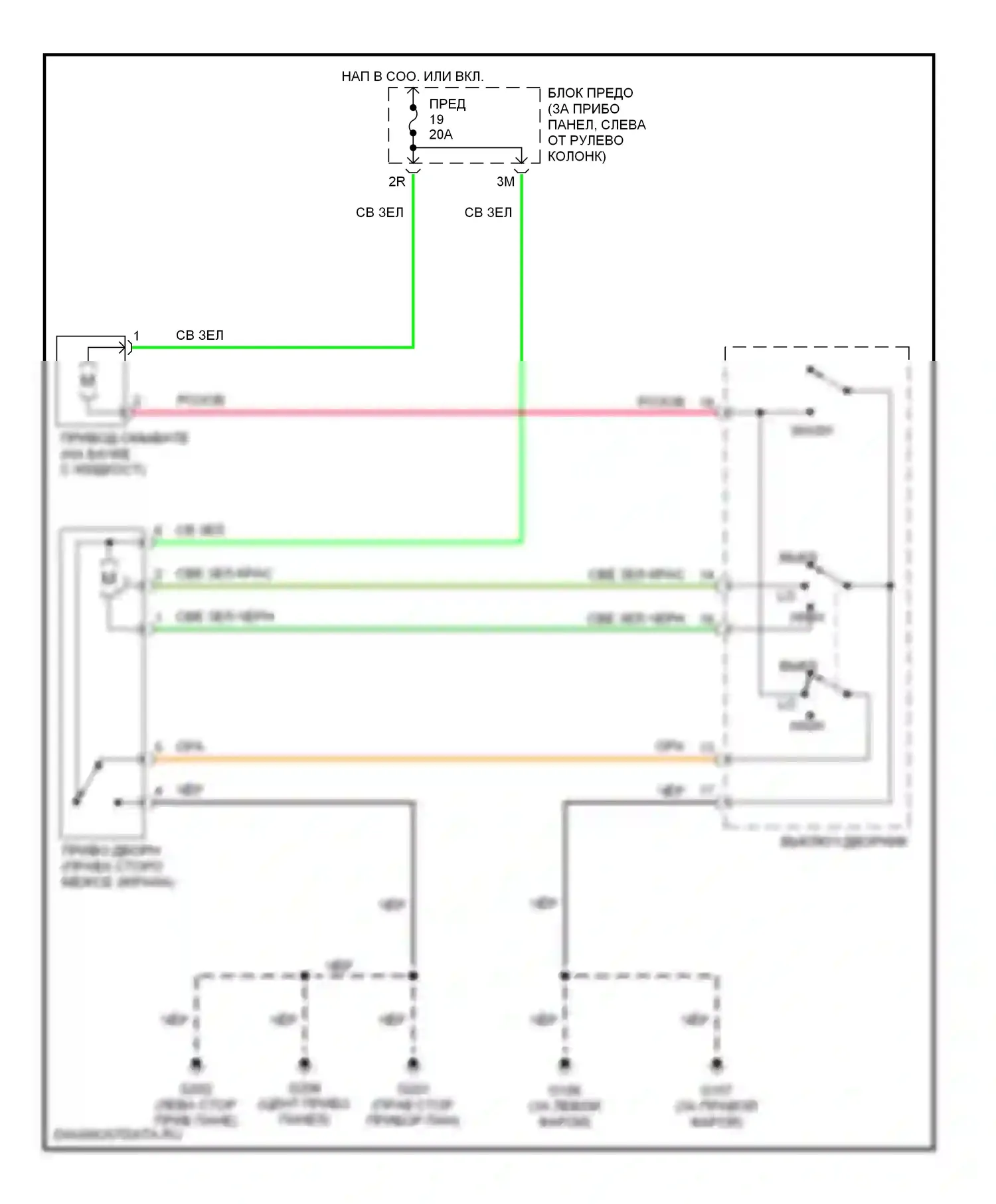 200SX Nissan S14 (1993-2000): 2-ступенчатая электросхема дворников и омывателей 