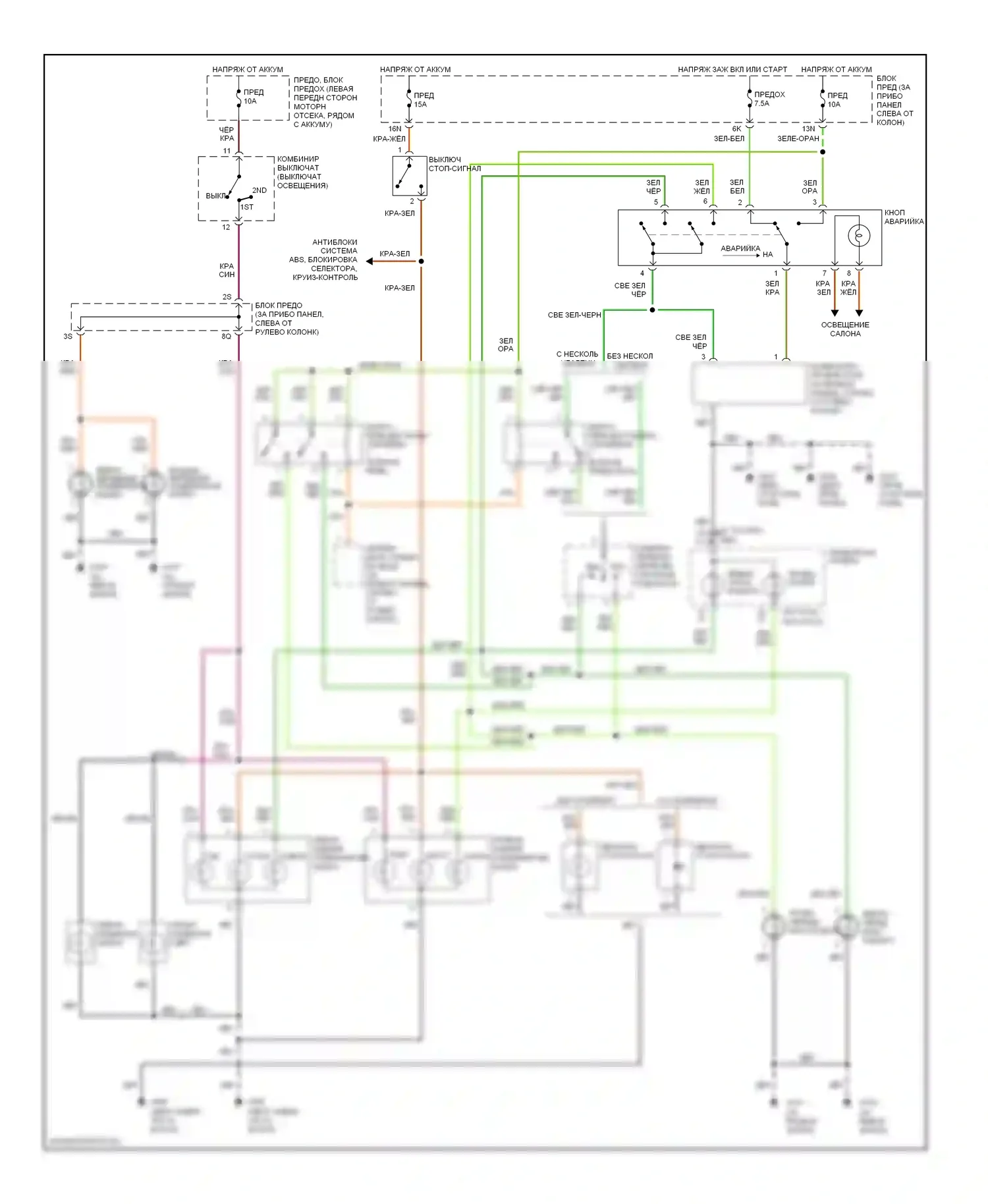 200SX Nissan S14 (1993-2000): Электросхема фар и фонарей 
