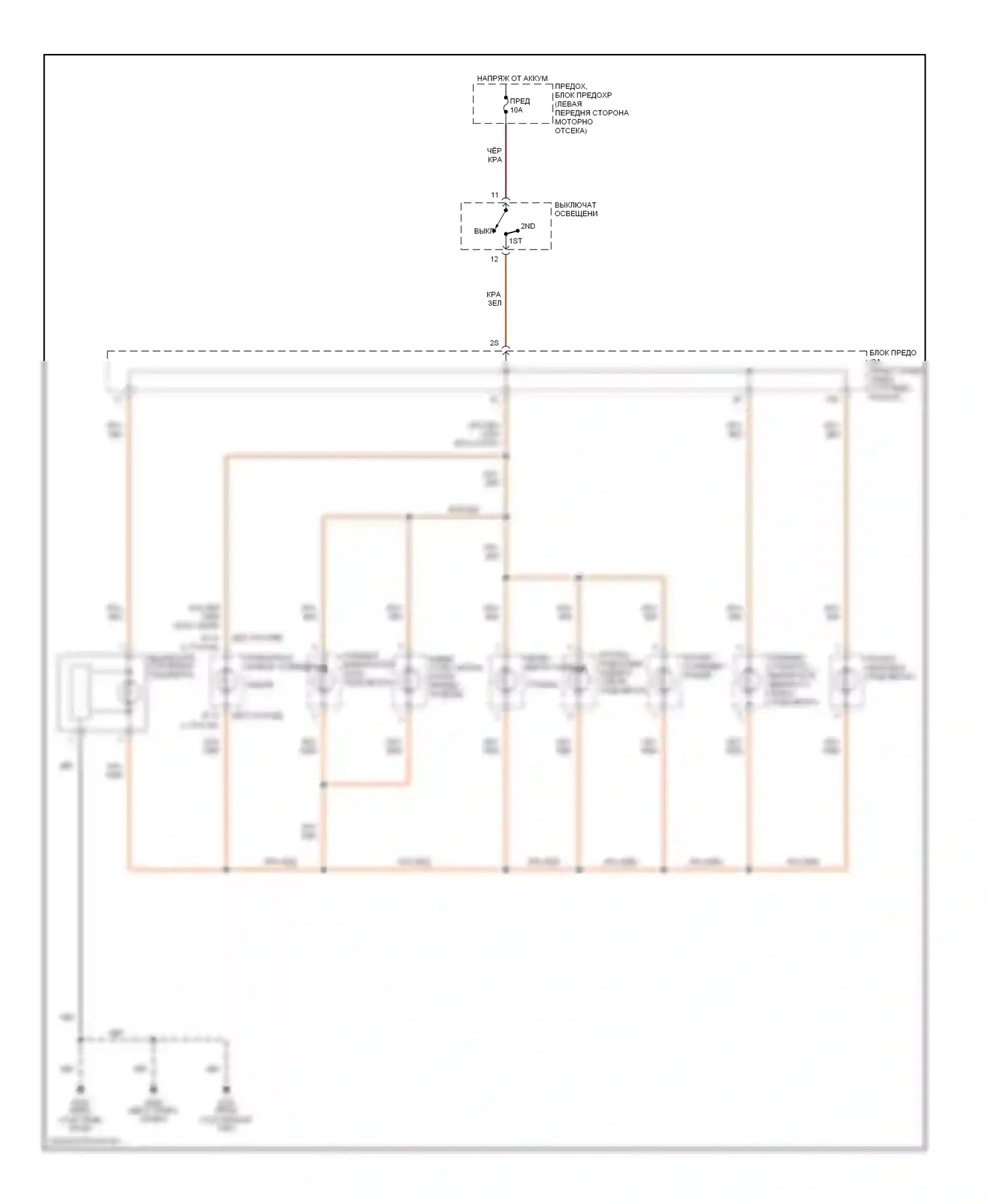 200SX Nissan S14 (1993-2000): Электросхема подсветки приборной панели 