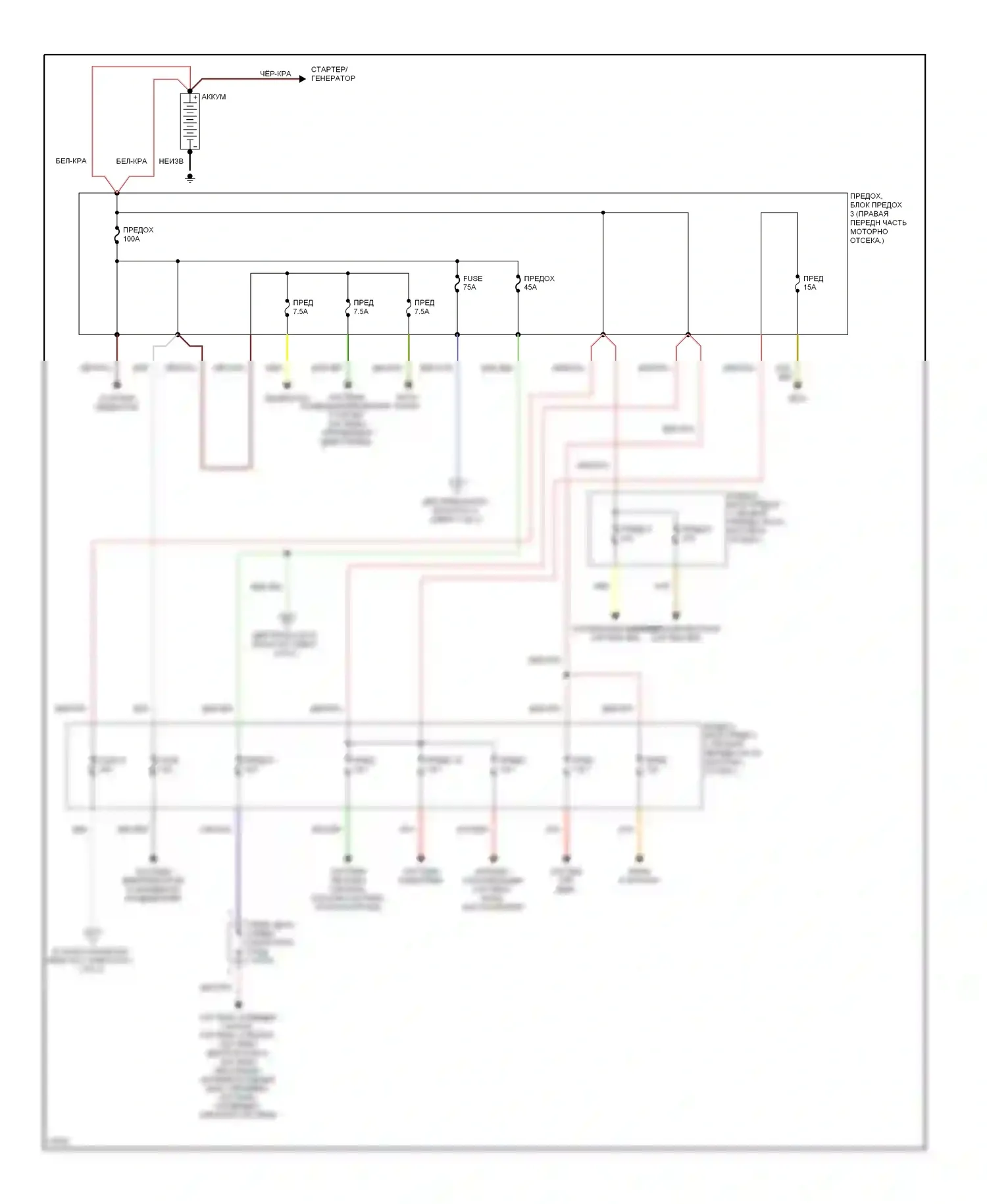 240SX Nissan S14 (1994-1999): Электросхема блока предохранителей реле (1 из 2) 