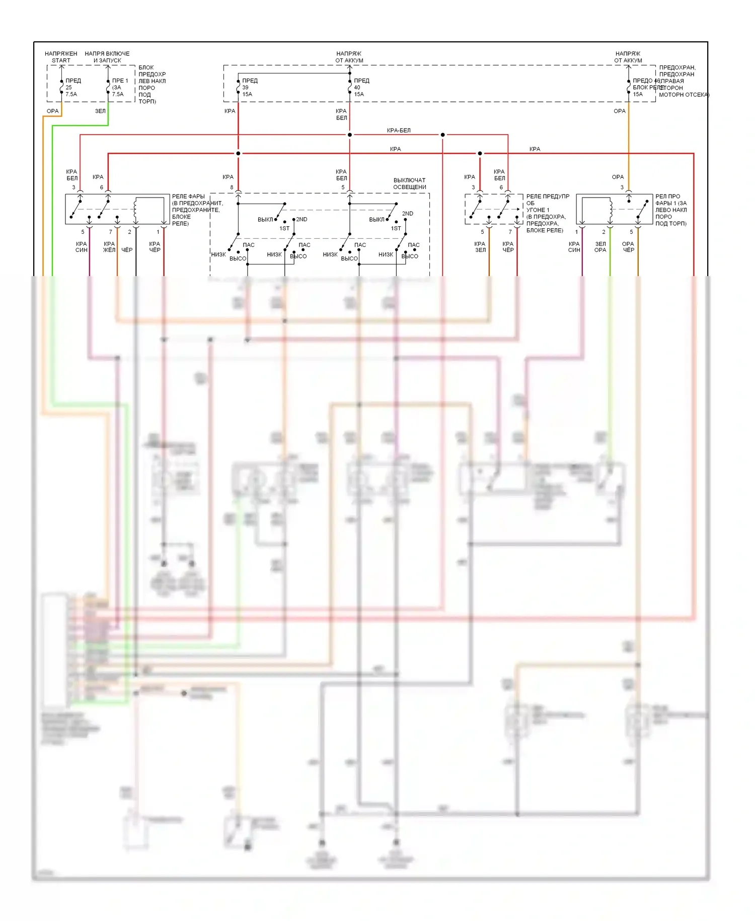 240SX Nissan S14 (1994-1999): Электросхема фар, с черт. 