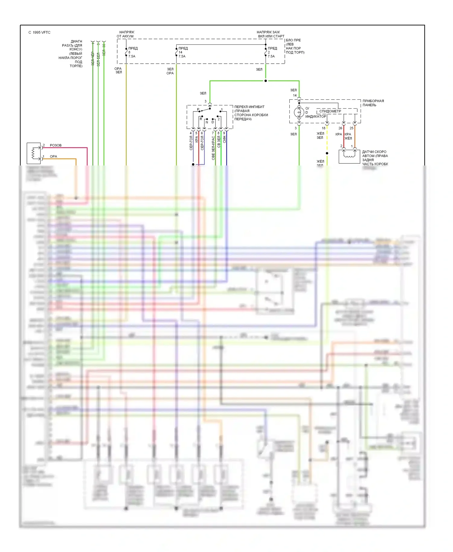 240SX Nissan S14 (1994-1999): Электросхема автоматической коробки передач 