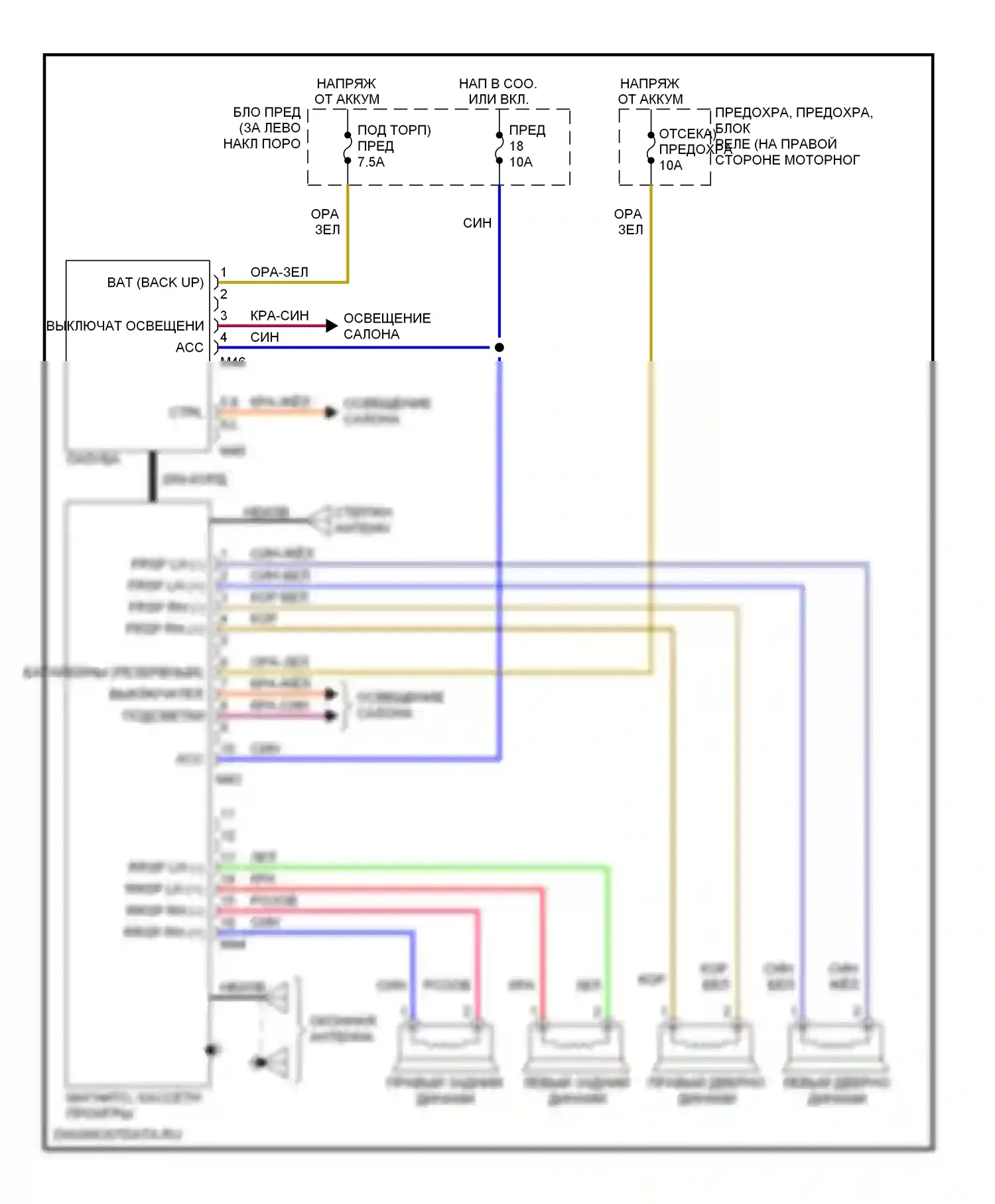 240SX Nissan S14 (1994-1999): Электросхемы радиосвязи, базовой магнитолы 