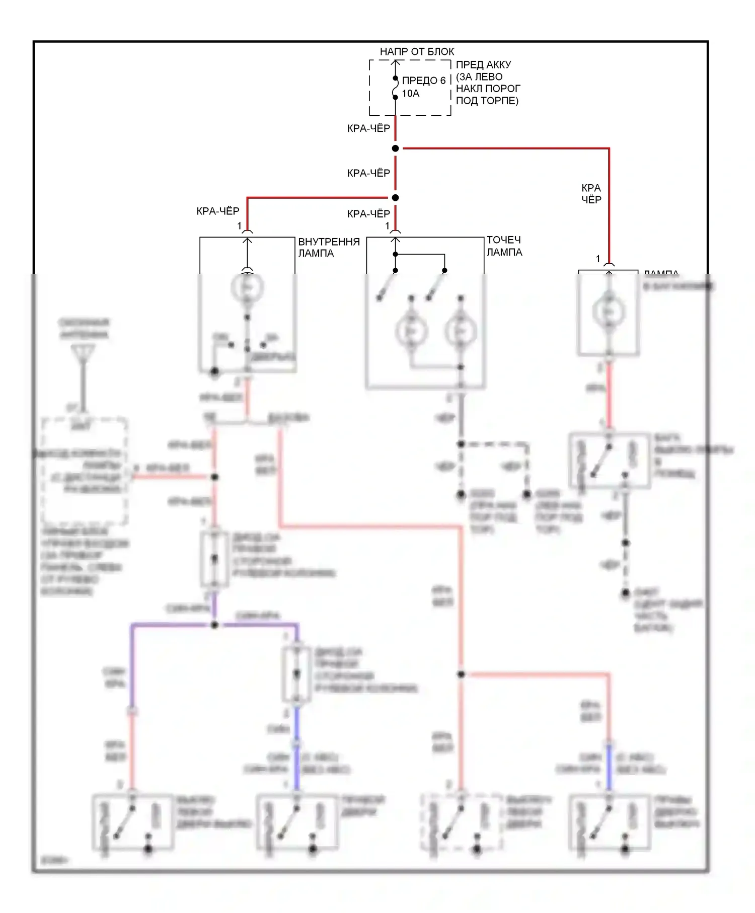 240SX Nissan S14 (1994-1999): Электросхема освещения салона 