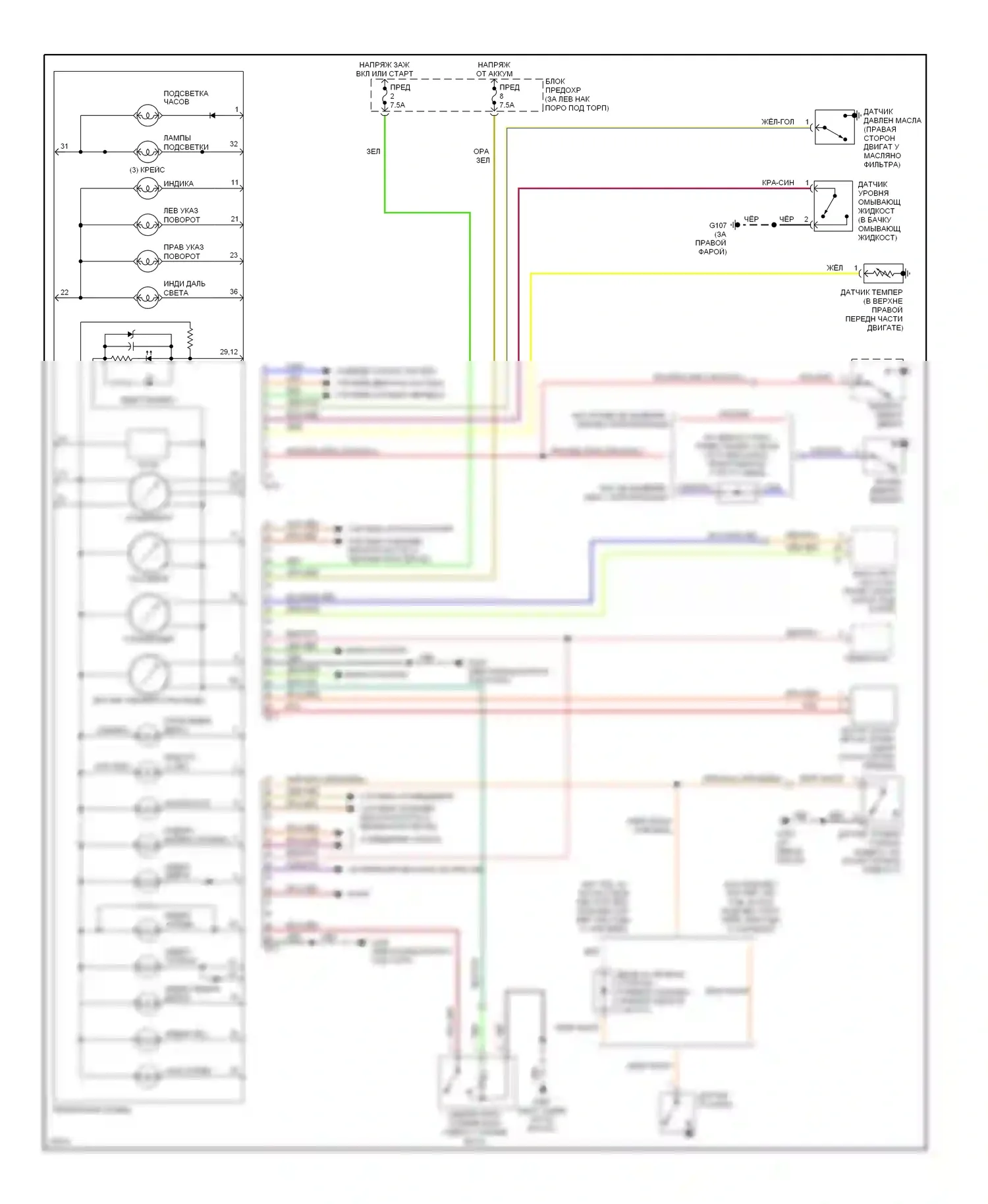 240SX Nissan S14 (1994-1999): Электросхема приборной панели 