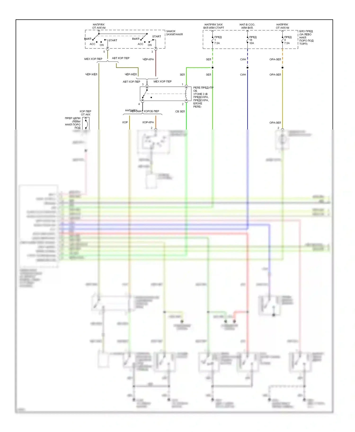 240SX Nissan S14 (1994-1999): Сигнализации электросхема (1 из 2) 