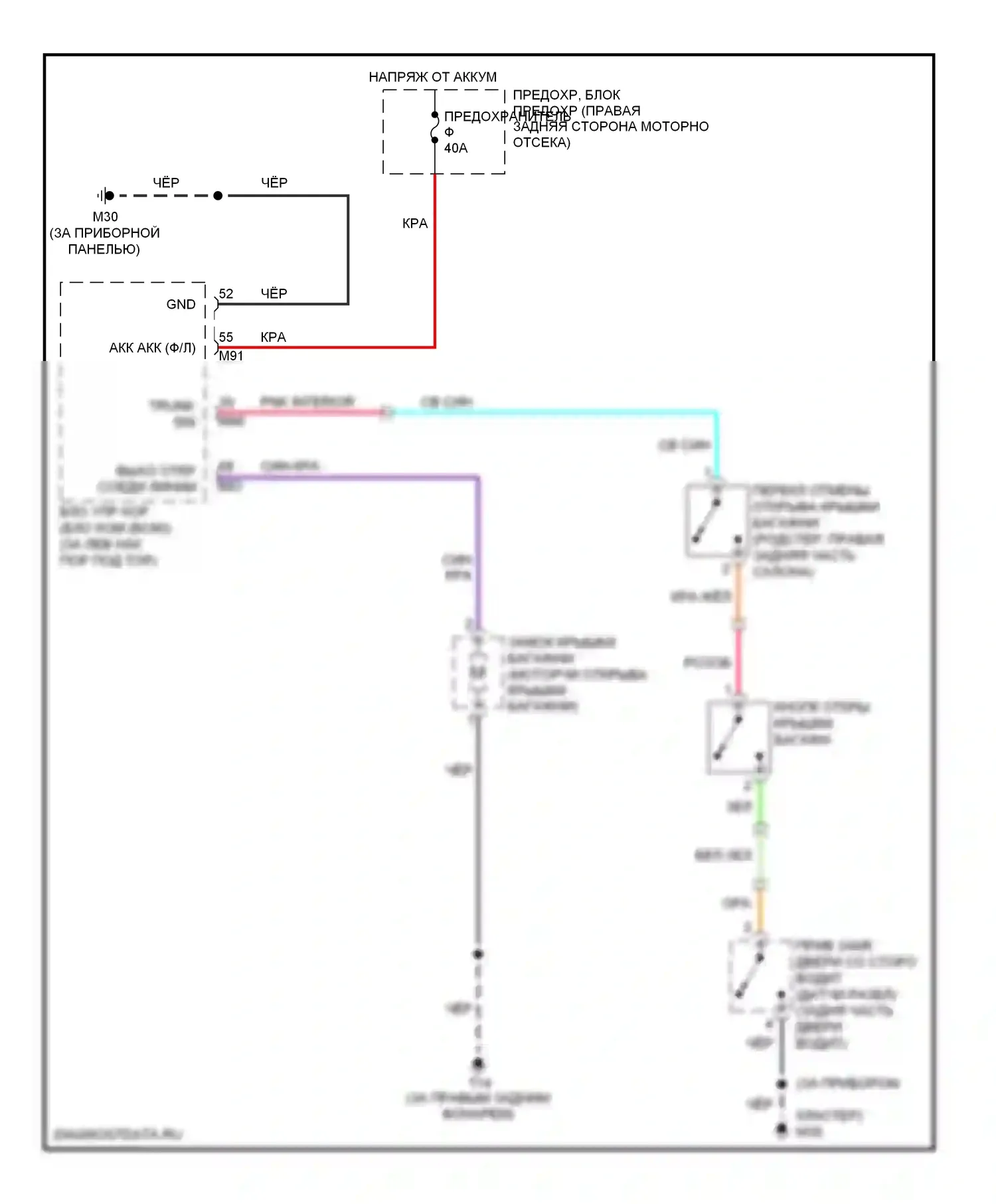 350Z Nissan I рестайлинг (2005-2009): Электросхема разъединения багажника 