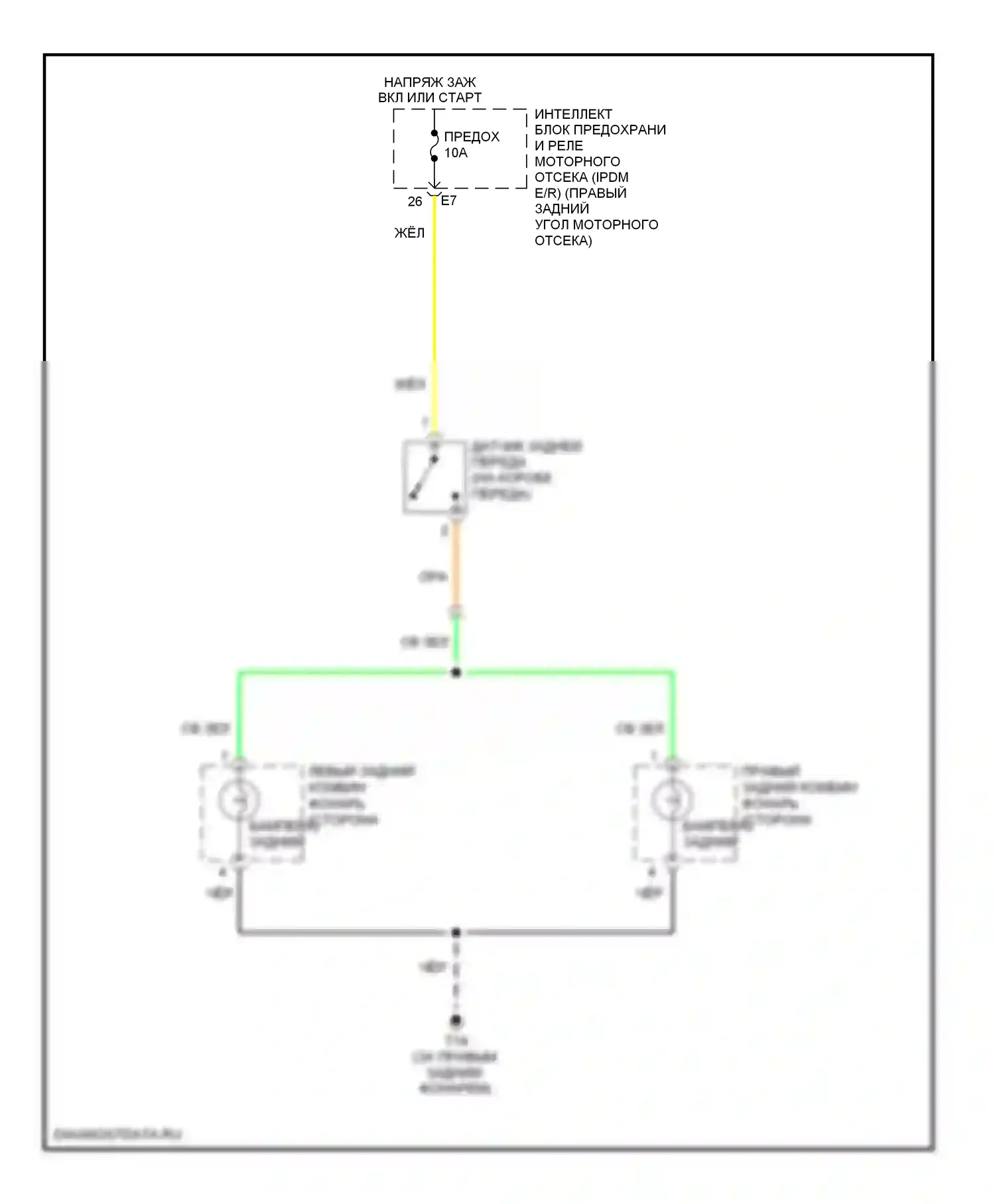 350Z Nissan I рестайлинг (2005-2009): Электросхема фонарей заднего хода, механическая коробка передач 