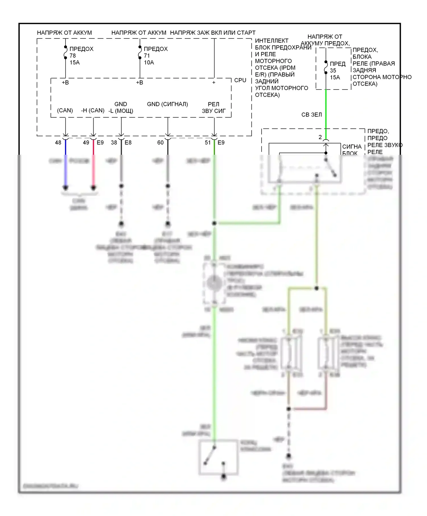 350Z Nissan I рестайлинг (2005-2009): Электросхема клаксона 