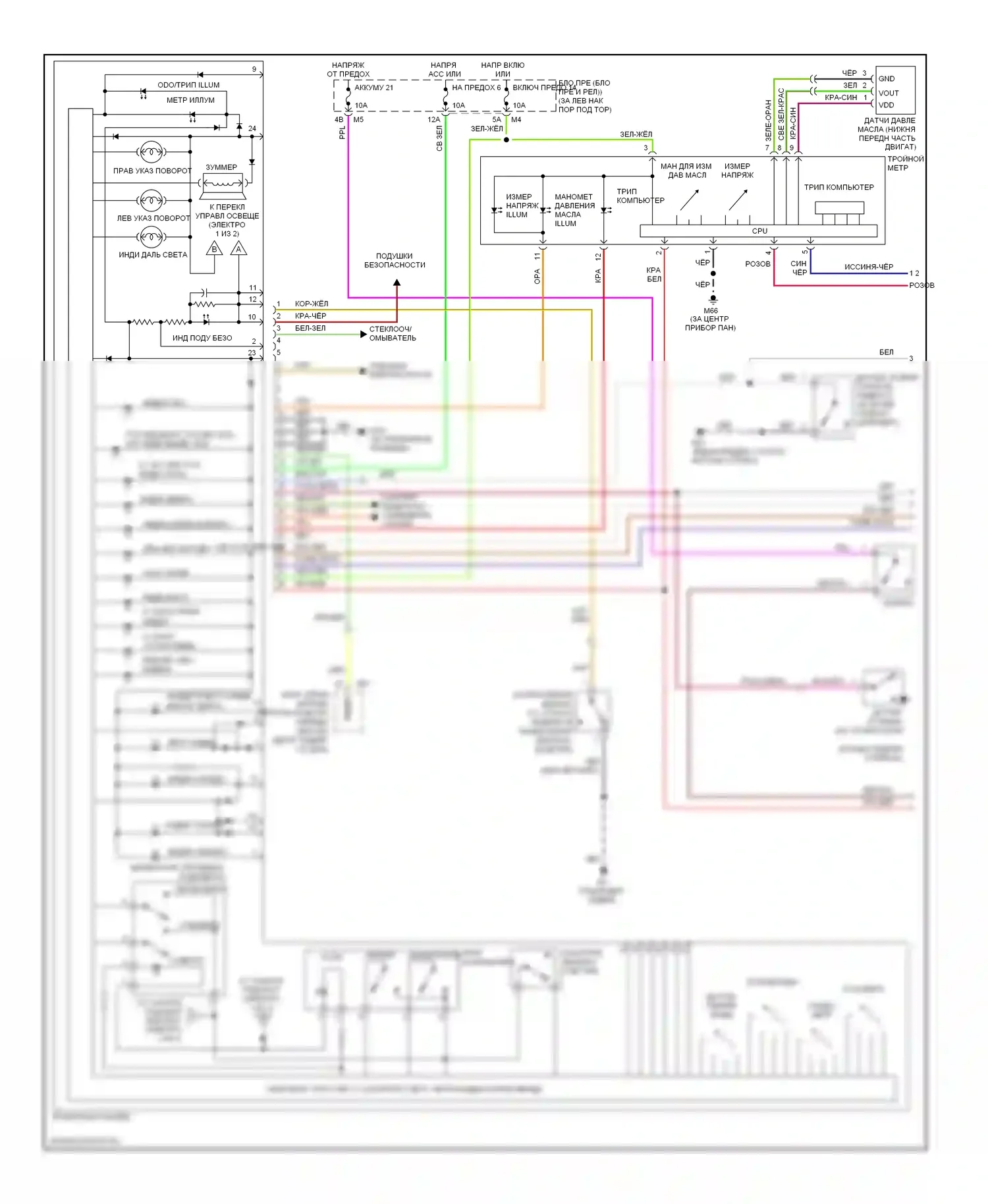 350Z Nissan I рестайлинг (2005-2009): Электросхема приборной панели (1 из 2) 