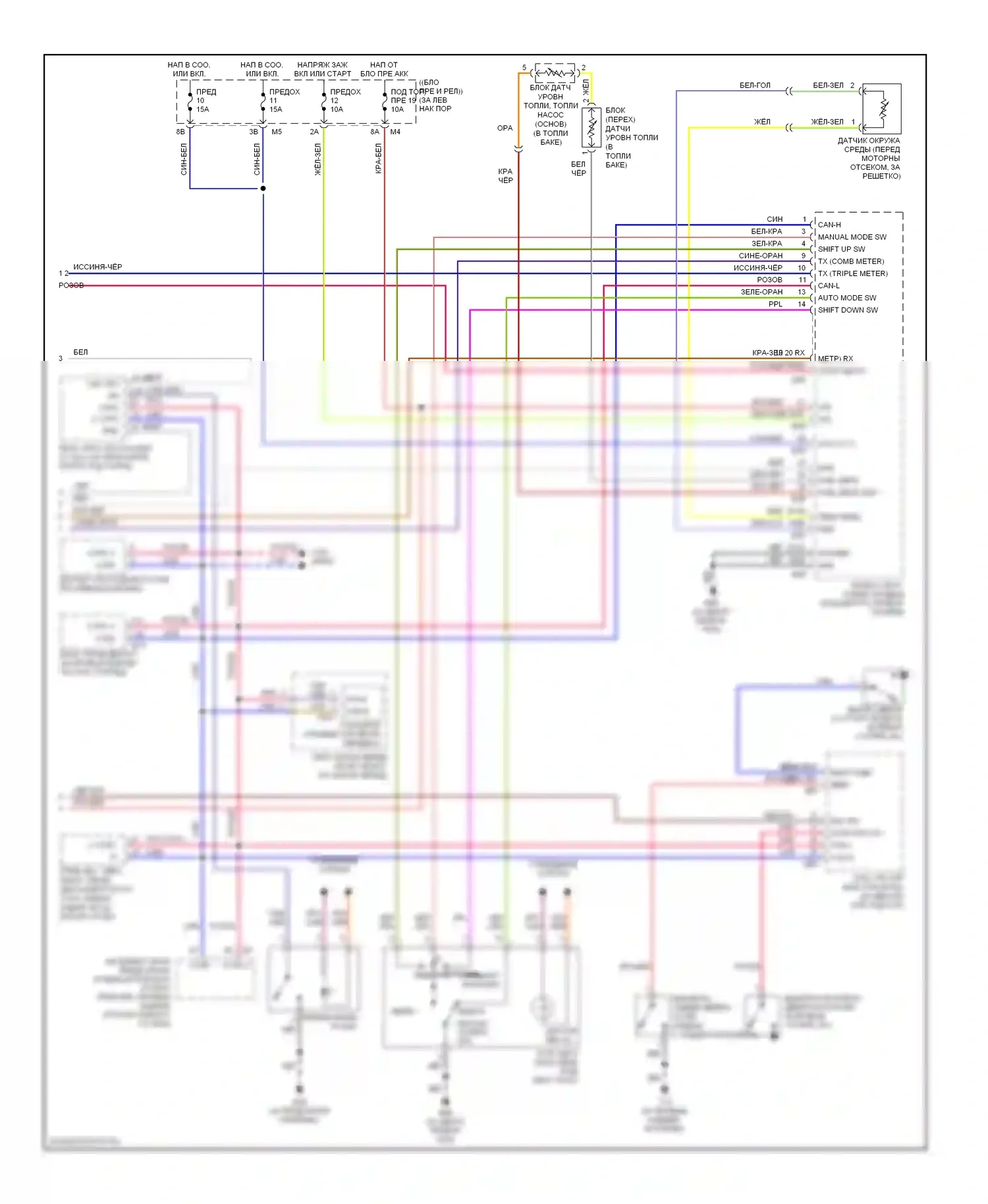 350Z Nissan I рестайлинг (2005-2009): Электросхема приборной панели (2 из 2) 