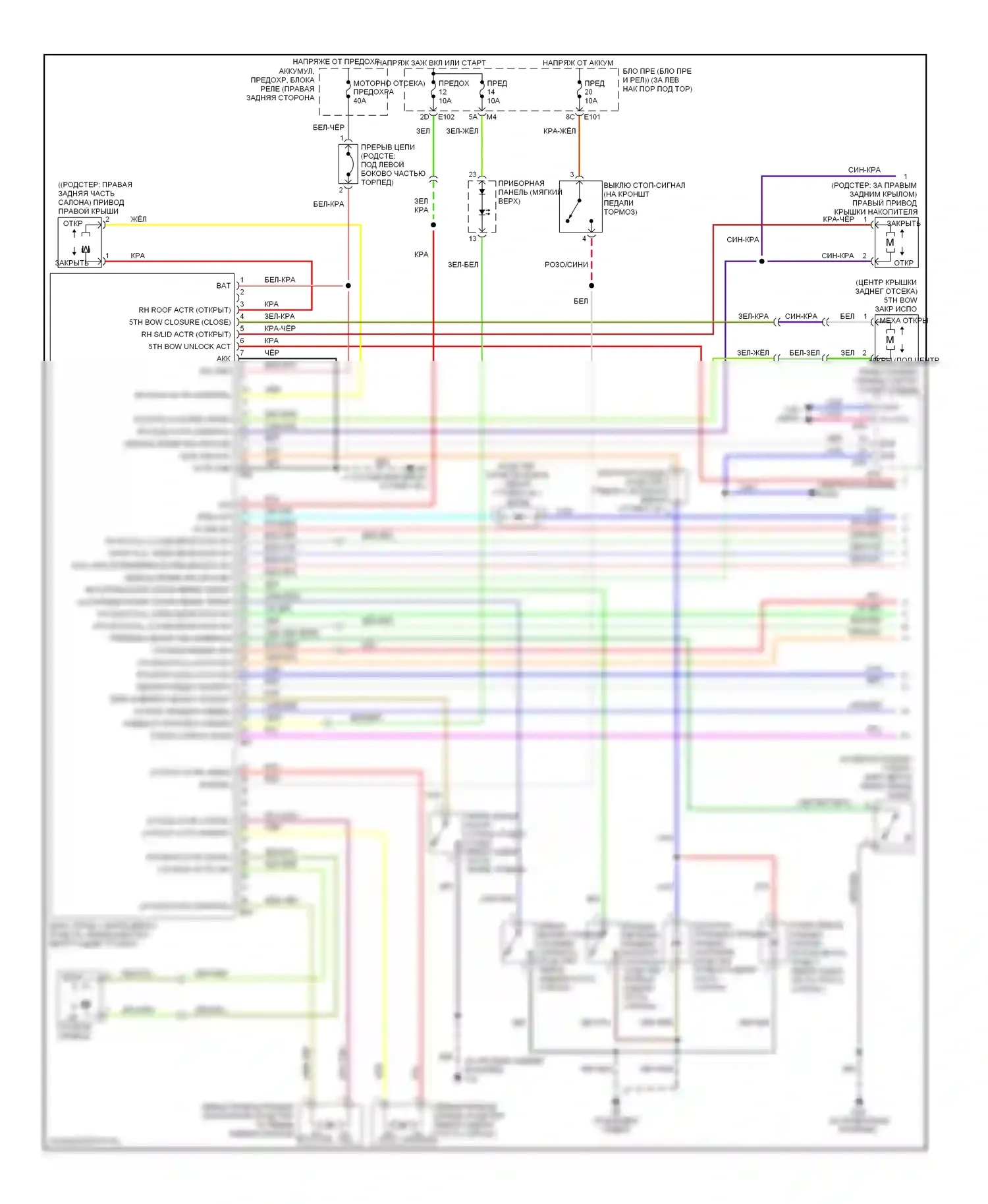 350Z Nissan I рестайлинг (2005-2009): Электросхема складной крыши/люка (1 из 2) 