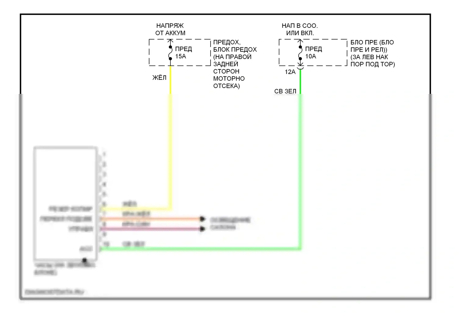 350Z Nissan I (2002-2005): Электросхема часов 