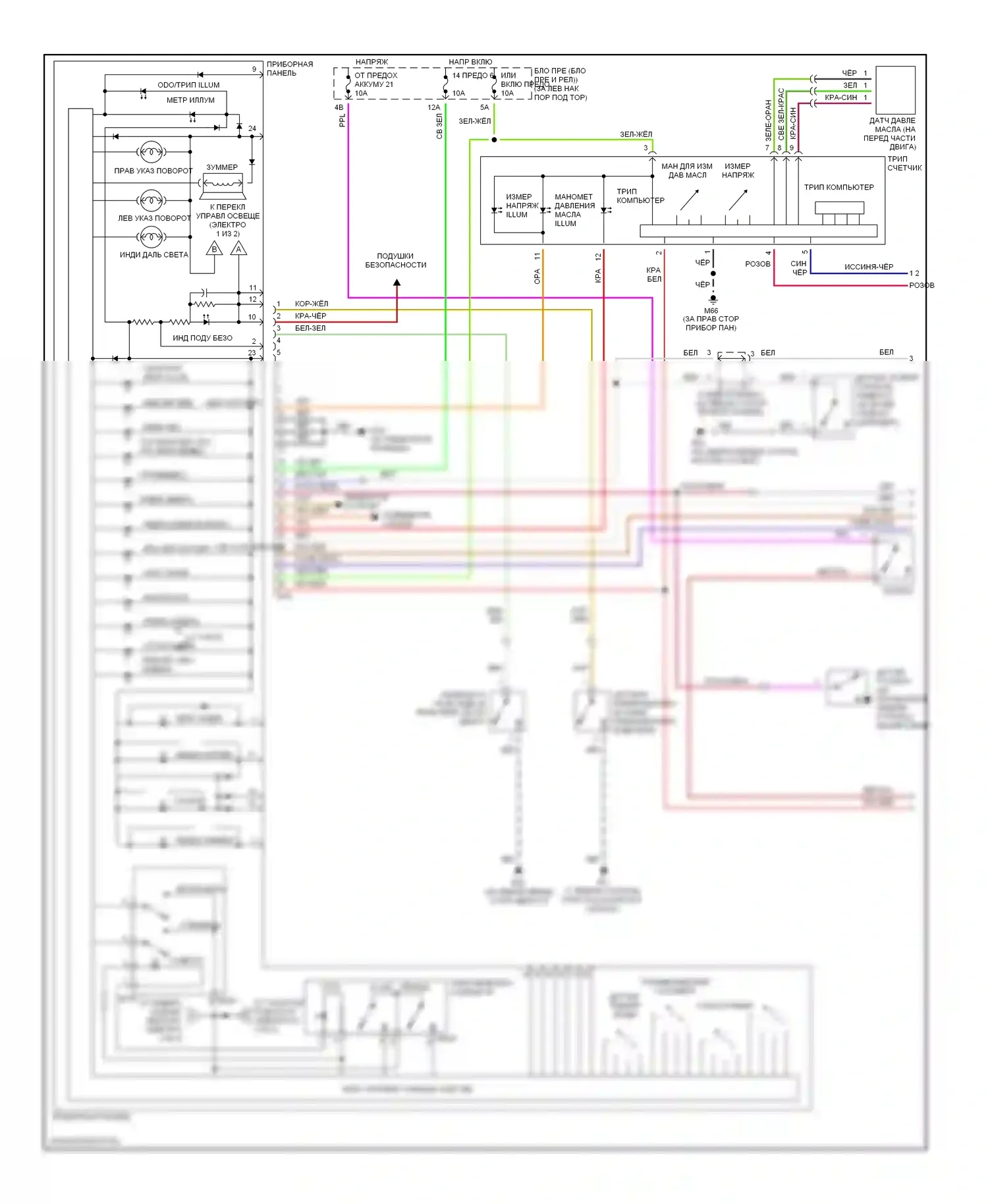 350Z Nissan I (2002-2005): Электросхема датчиков и индикаторов (1 из 2) 