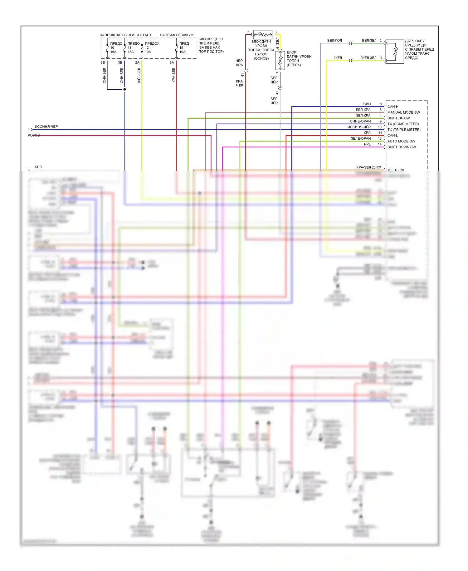 350Z Nissan I (2002-2005): Электросхема датчиков и индикаторов (2 из 2) 