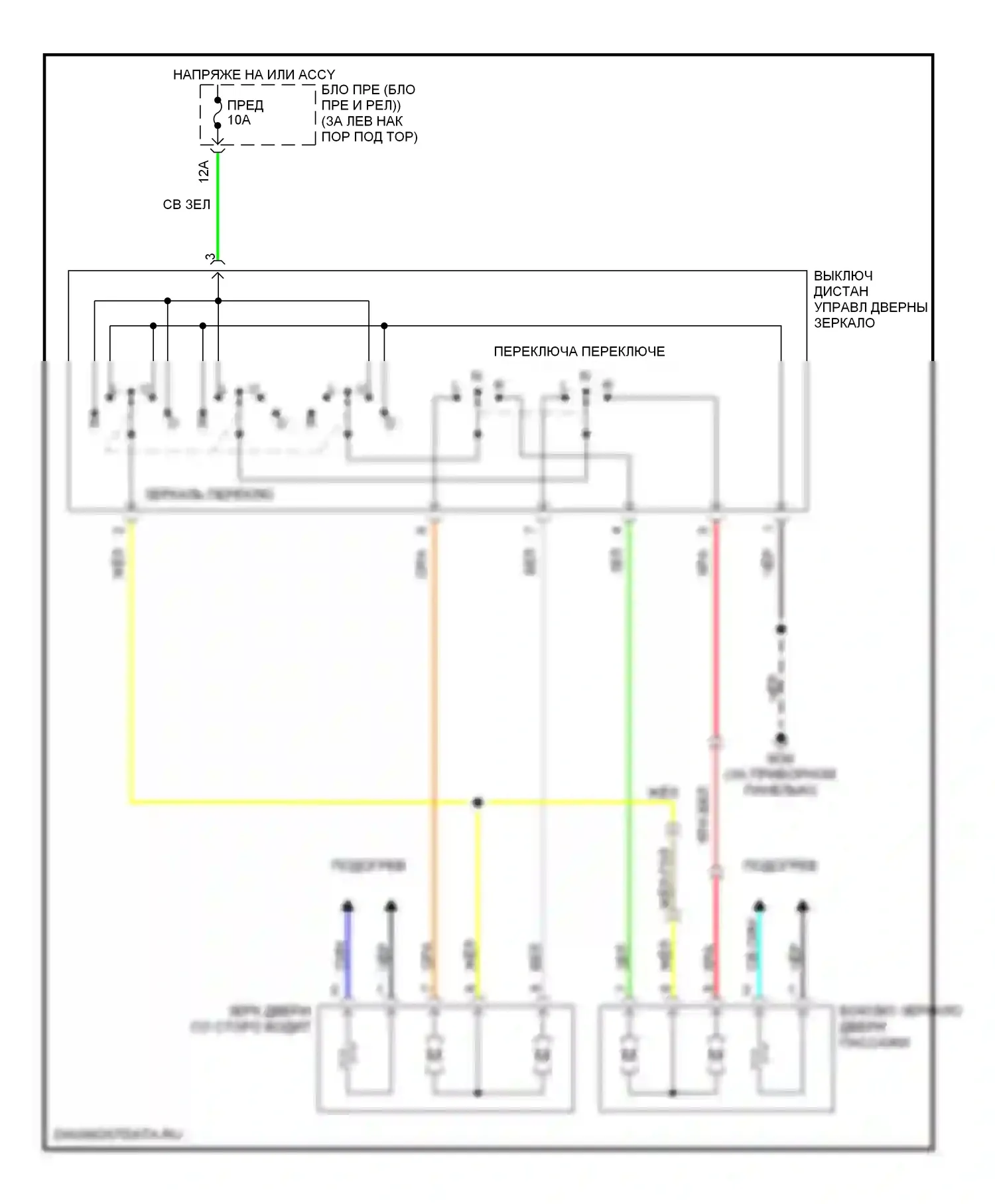 350Z Nissan I (2002-2005): Электросхема силового зеркала 