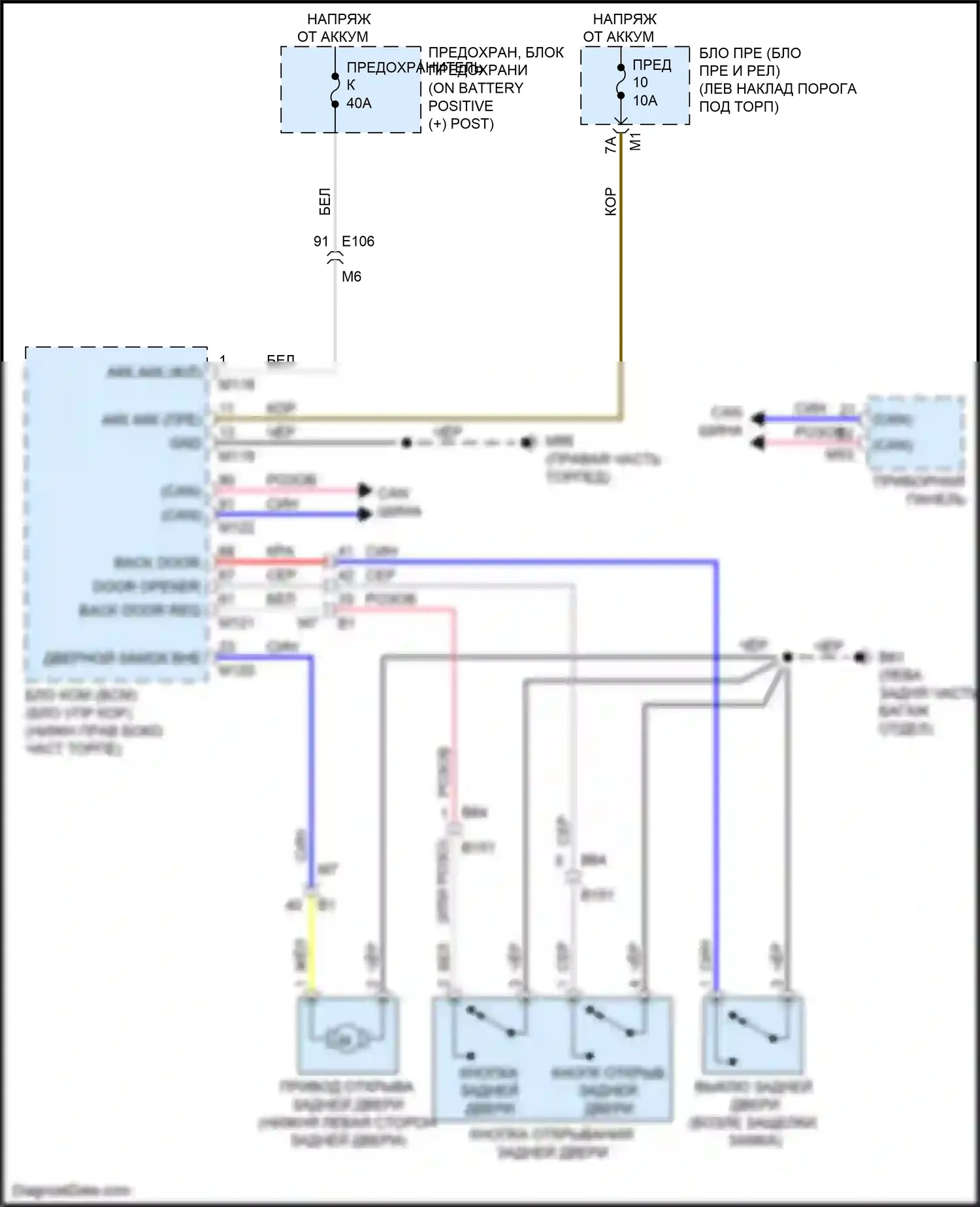 370Z Nissan I рестайлинг (2012-2020): Электросхема открывателя задней двери, купе 