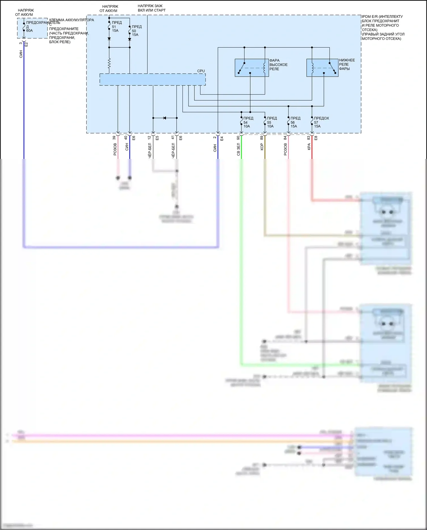 370Z Nissan I рестайлинг (2012-2020): Электросхема фар, без дрели (2 из 2) 