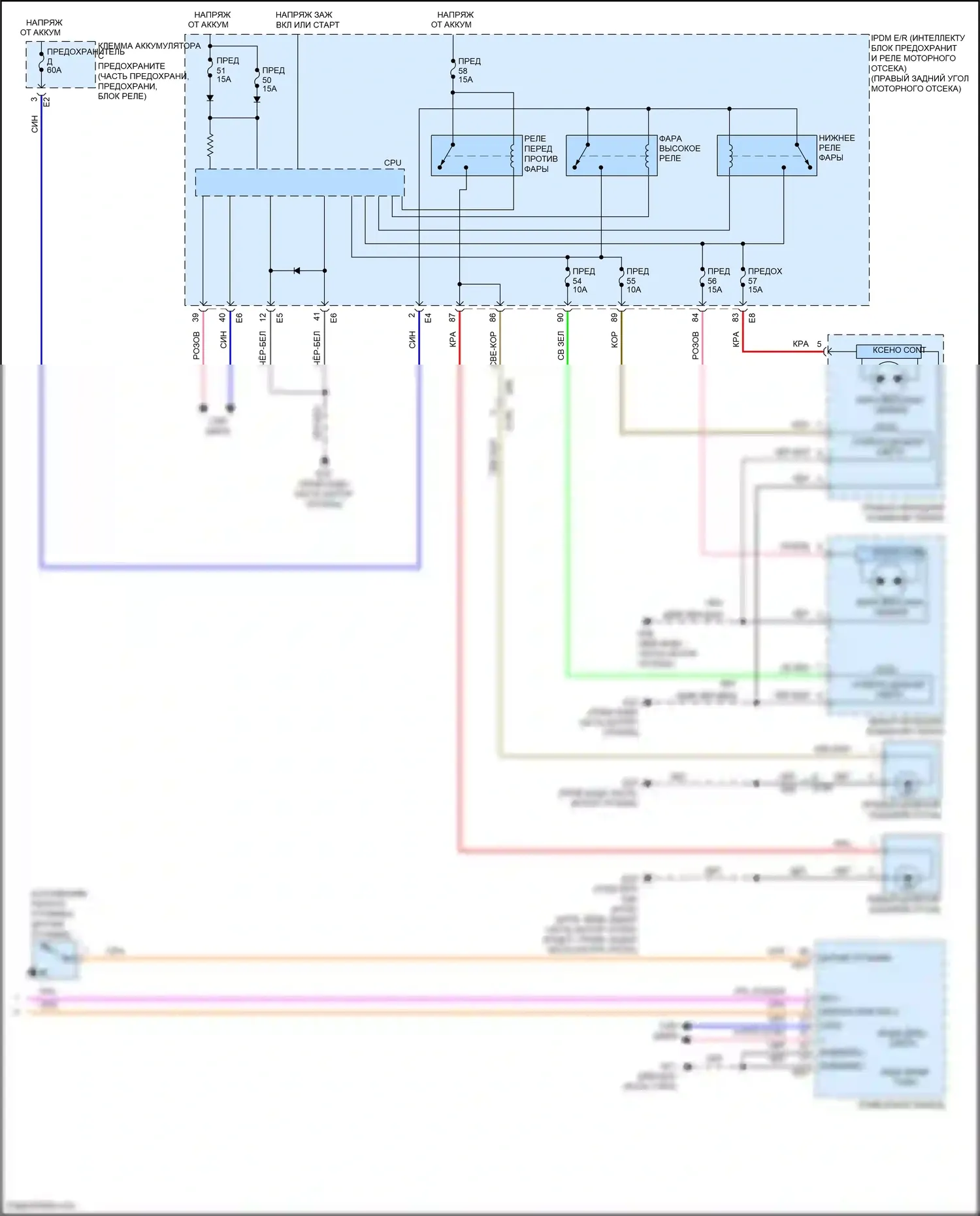 370Z Nissan I рестайлинг (2012-2020): Электросхема фар, с дрелью (2 из 2) 