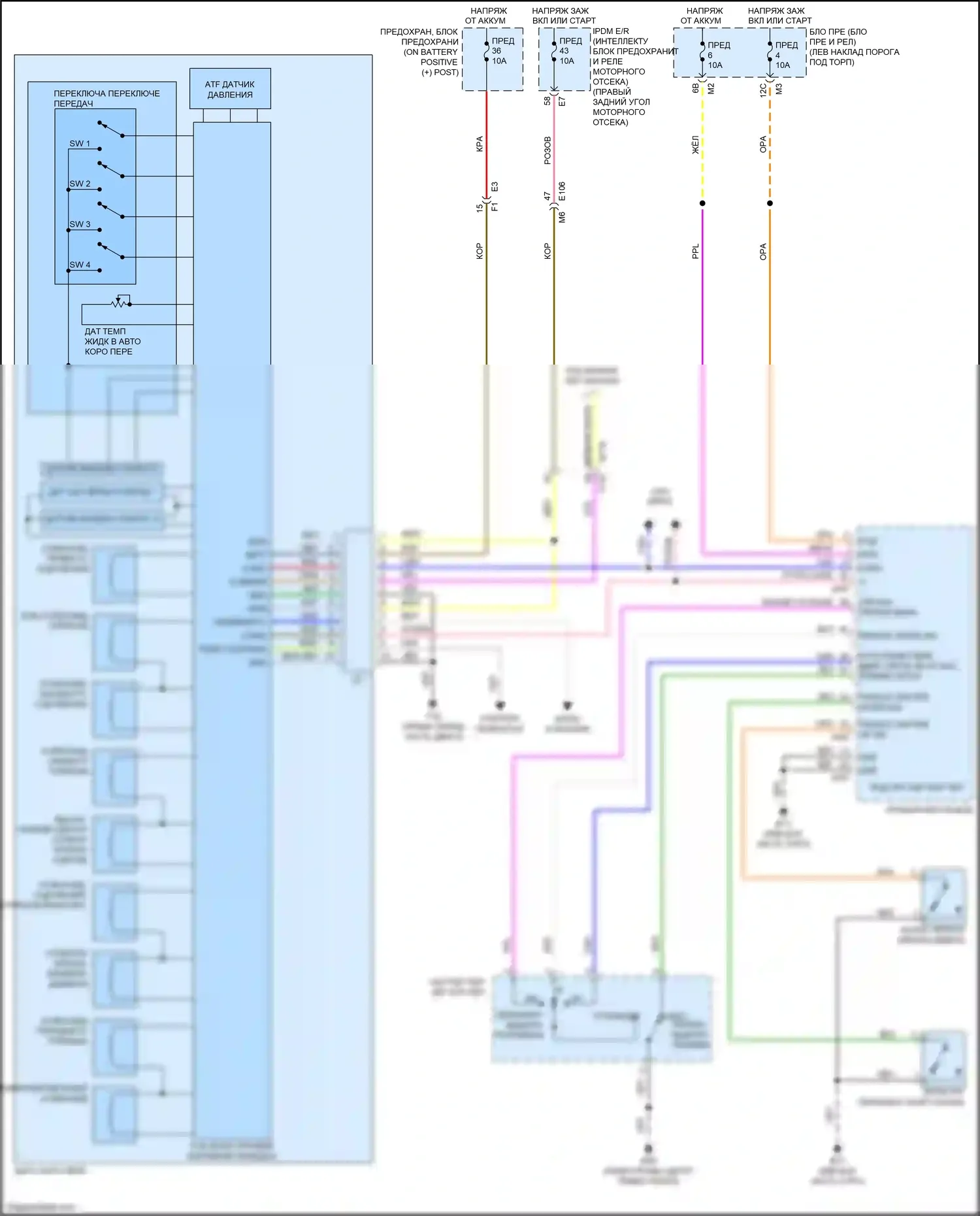 370Z Nissan I рестайлинг (2012-2020): Электросхема коробки передач 
