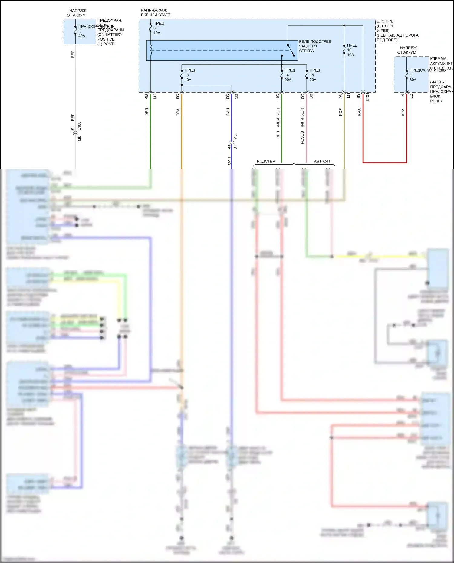 370Z Nissan I рестайлинг (2012-2020): Электросхема подогрева стекол 