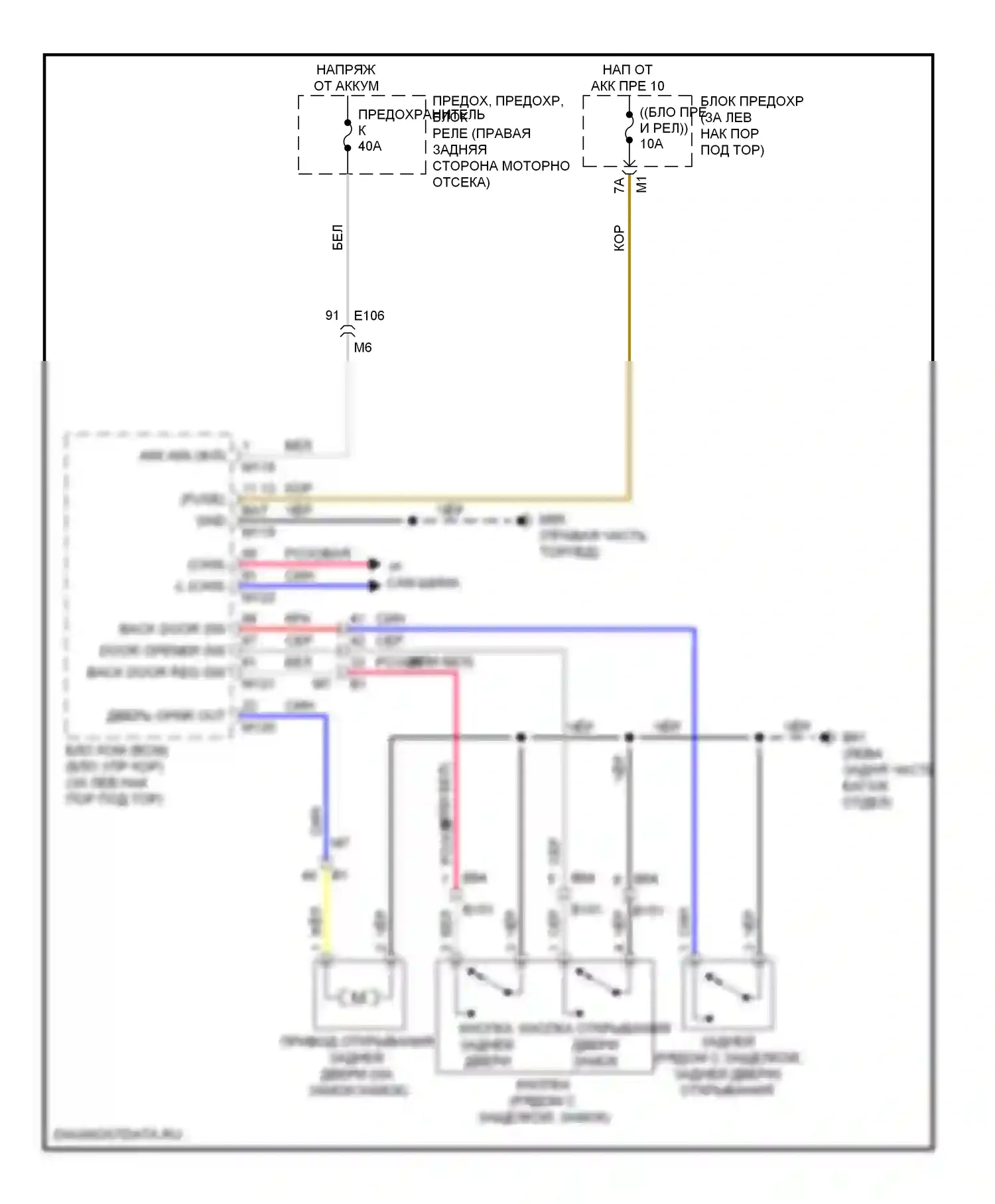 370Z Nissan I (2008-2014): Электросхема открывателя задней двери, купе 