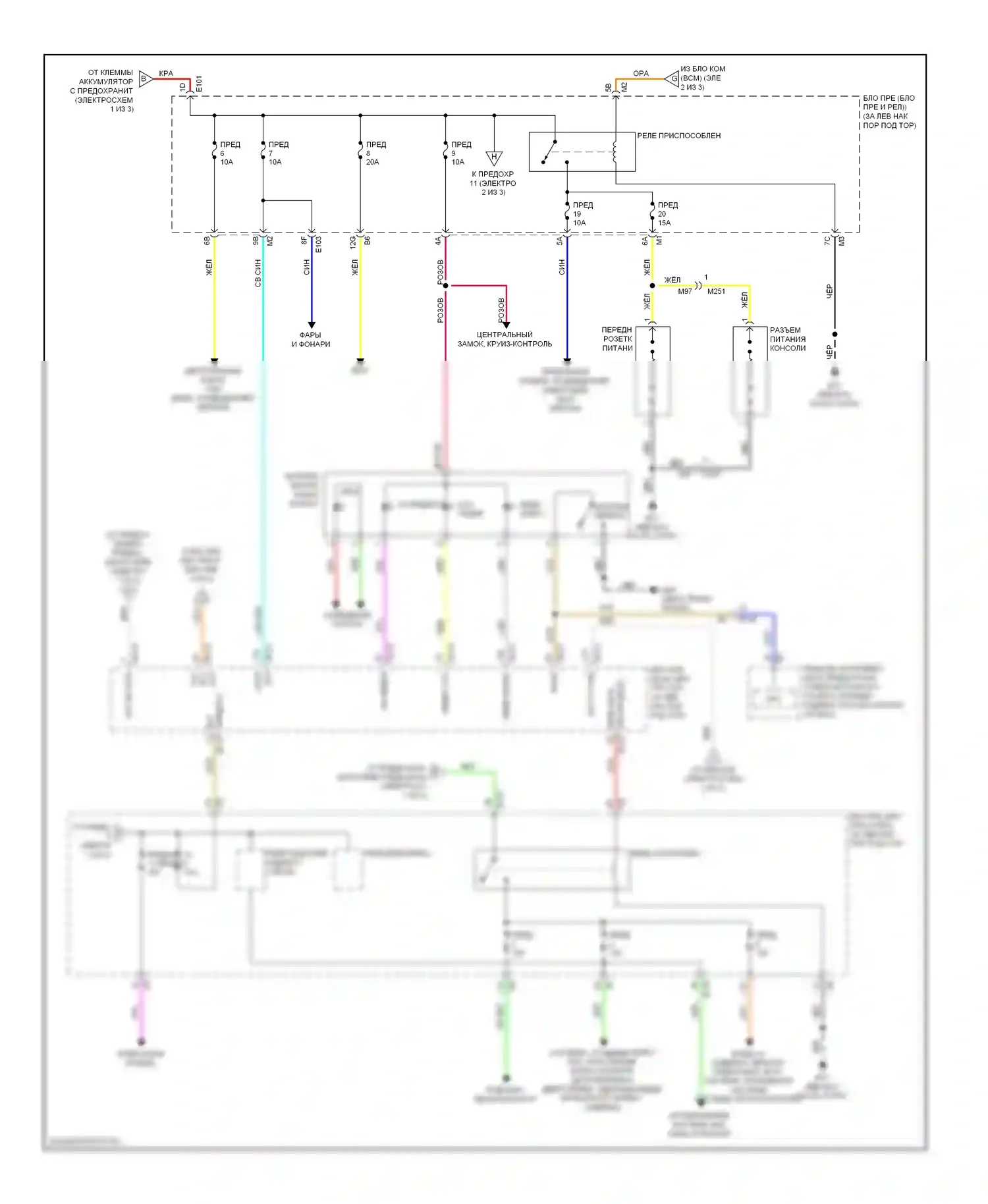 370Z Nissan I (2008-2014): Электросхема блока предохранителей реле (2 из 3) 