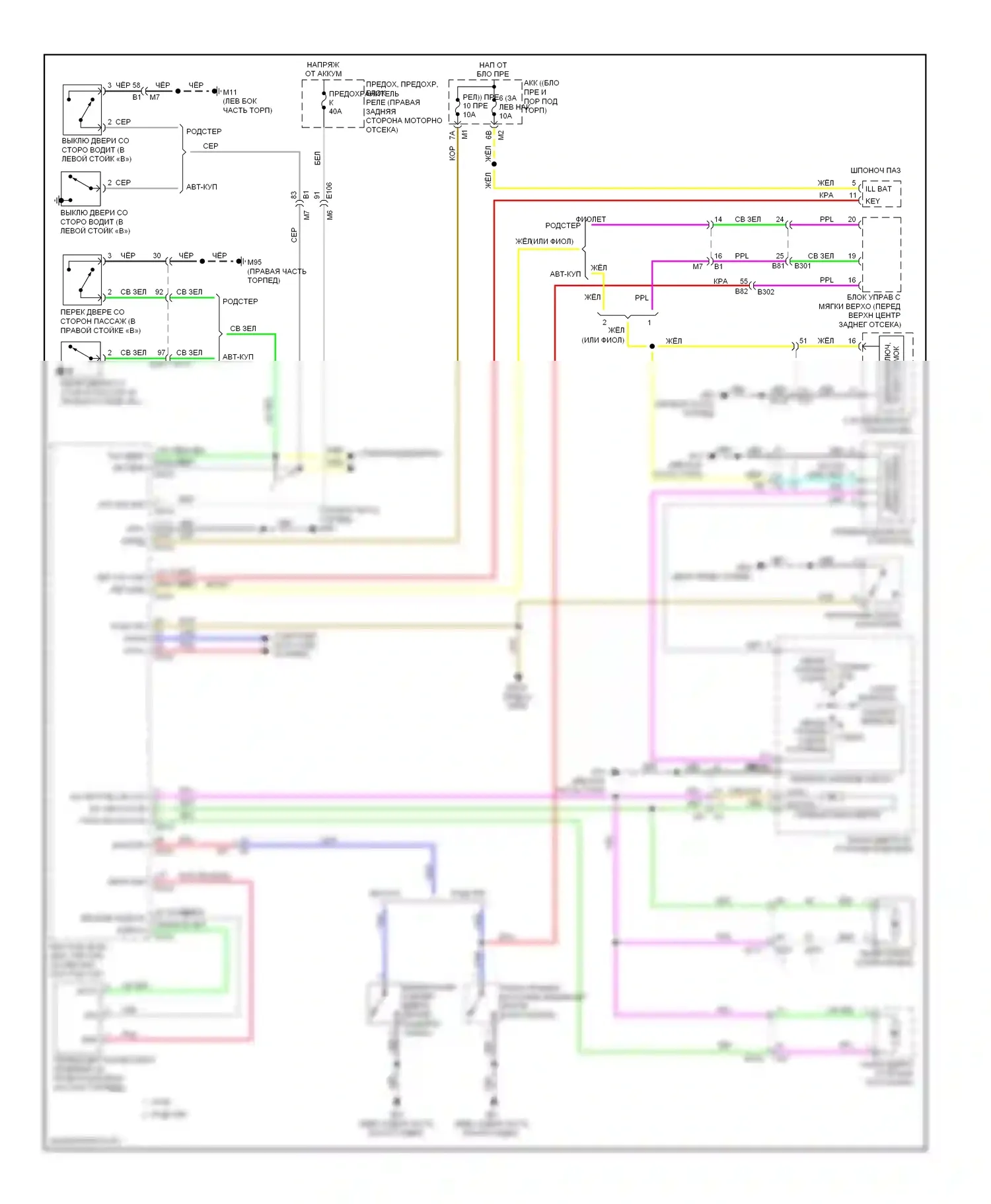 370Z Nissan I (2008-2014): Электросхема центрального замка, без интеллектуального ключевого блока 