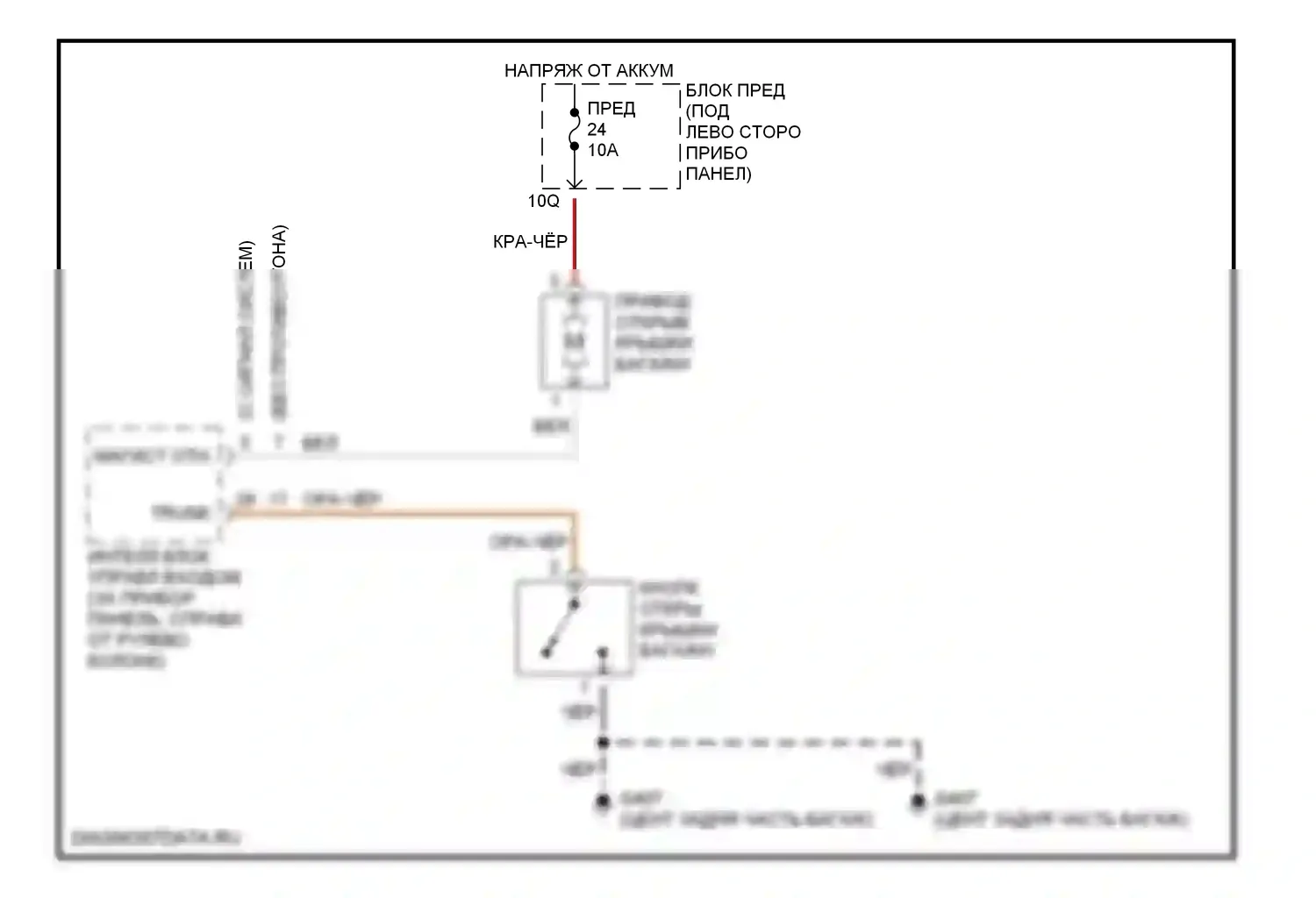 Altima Nissan L30 рестайлинг (1999-2001): Электросхема разъединения багажника 