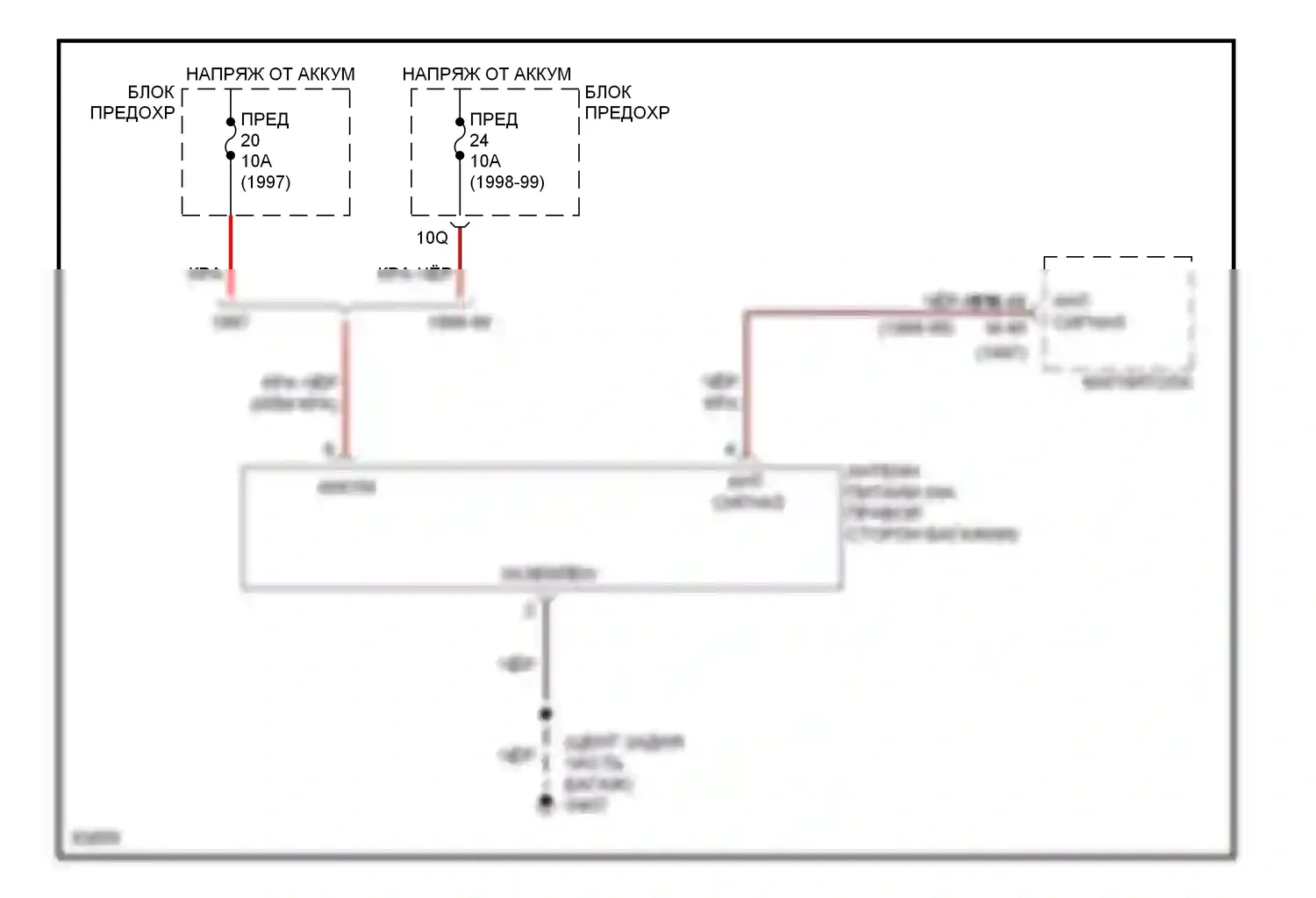 Altima Nissan L30 (1997-1999): Электросхема силовой антенны 