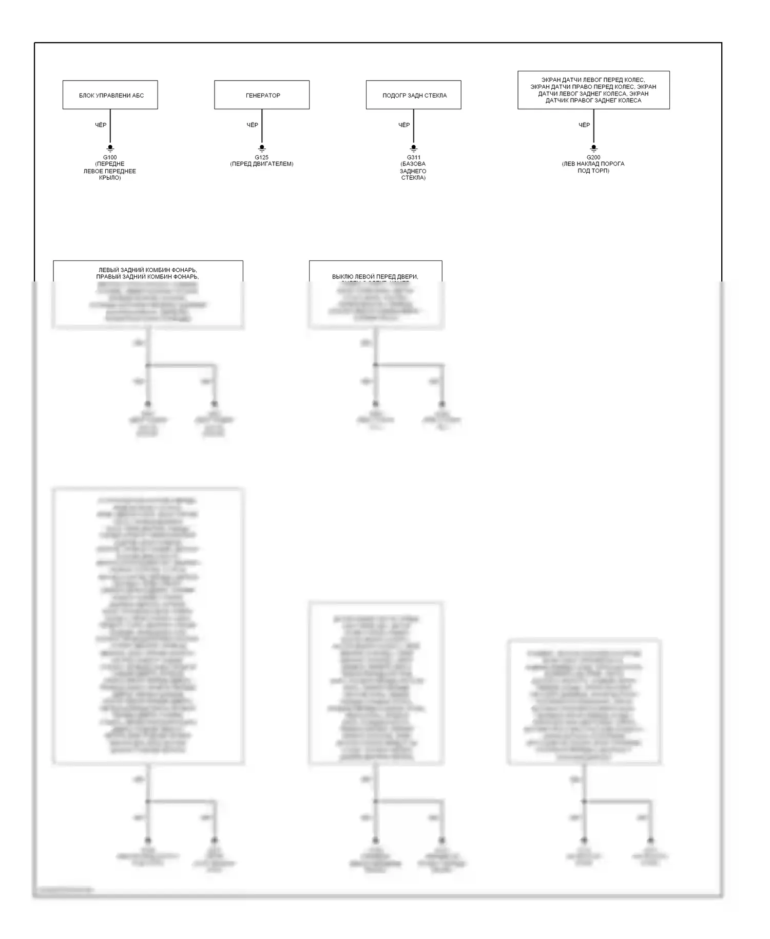 Altima Nissan L30 (1997-1999): Электросхема точек подключения масс 
