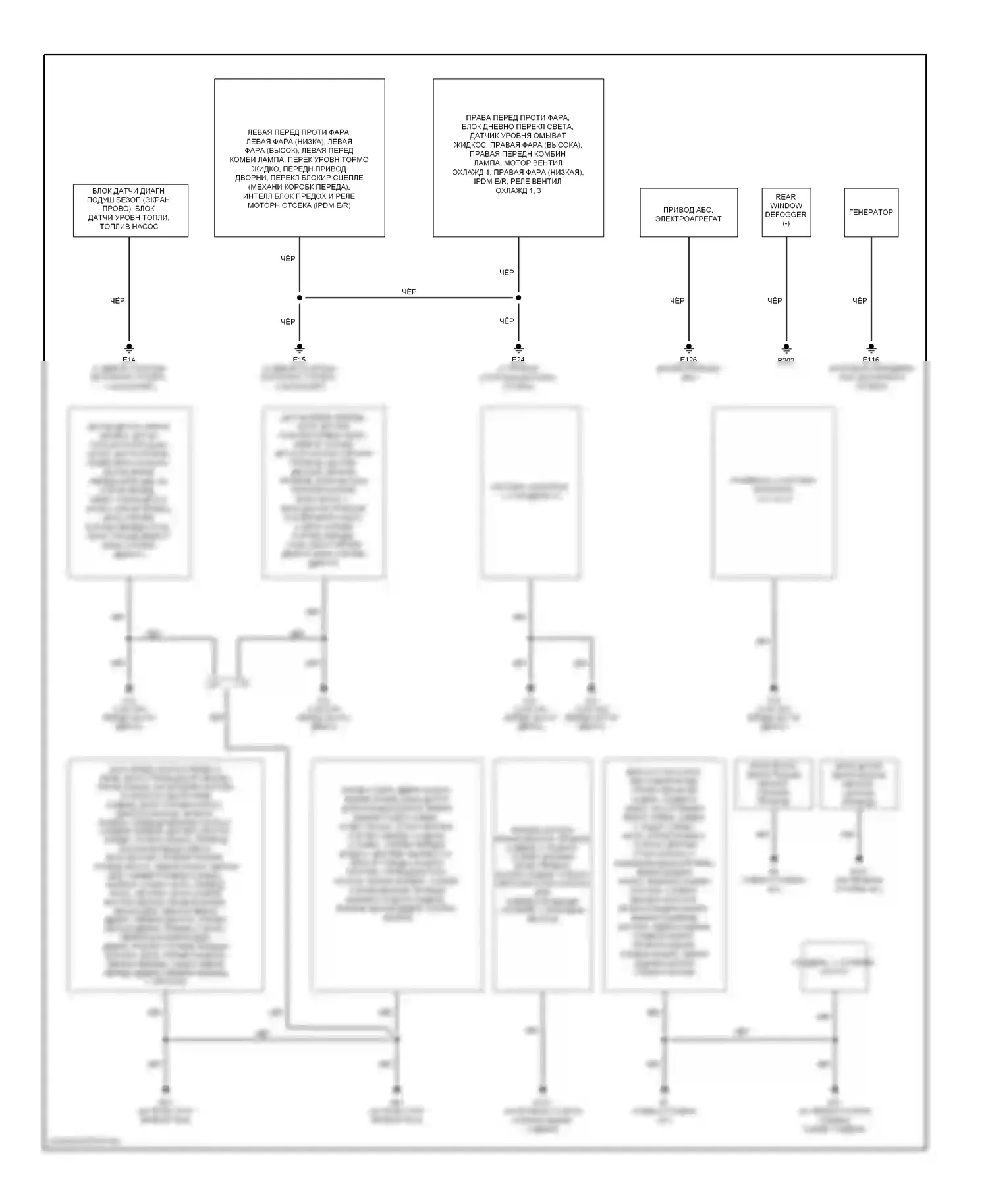 Altima Nissan L31 рестайлинг (2004-2006): Электросхема точек подключения масс 