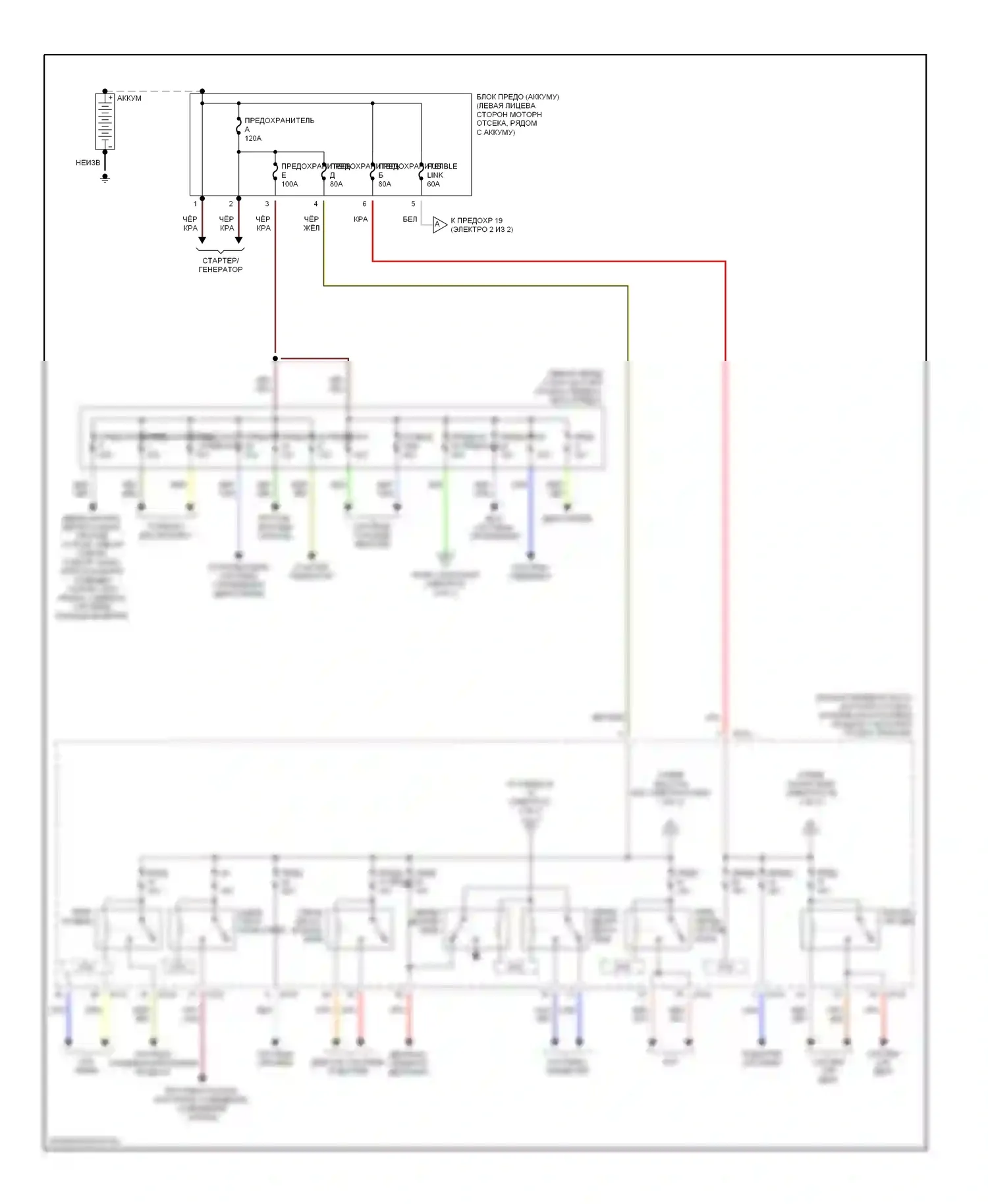 Altima Nissan L31 (2001-2004): Электросхема блока предохранителей реле (1 из 2) 