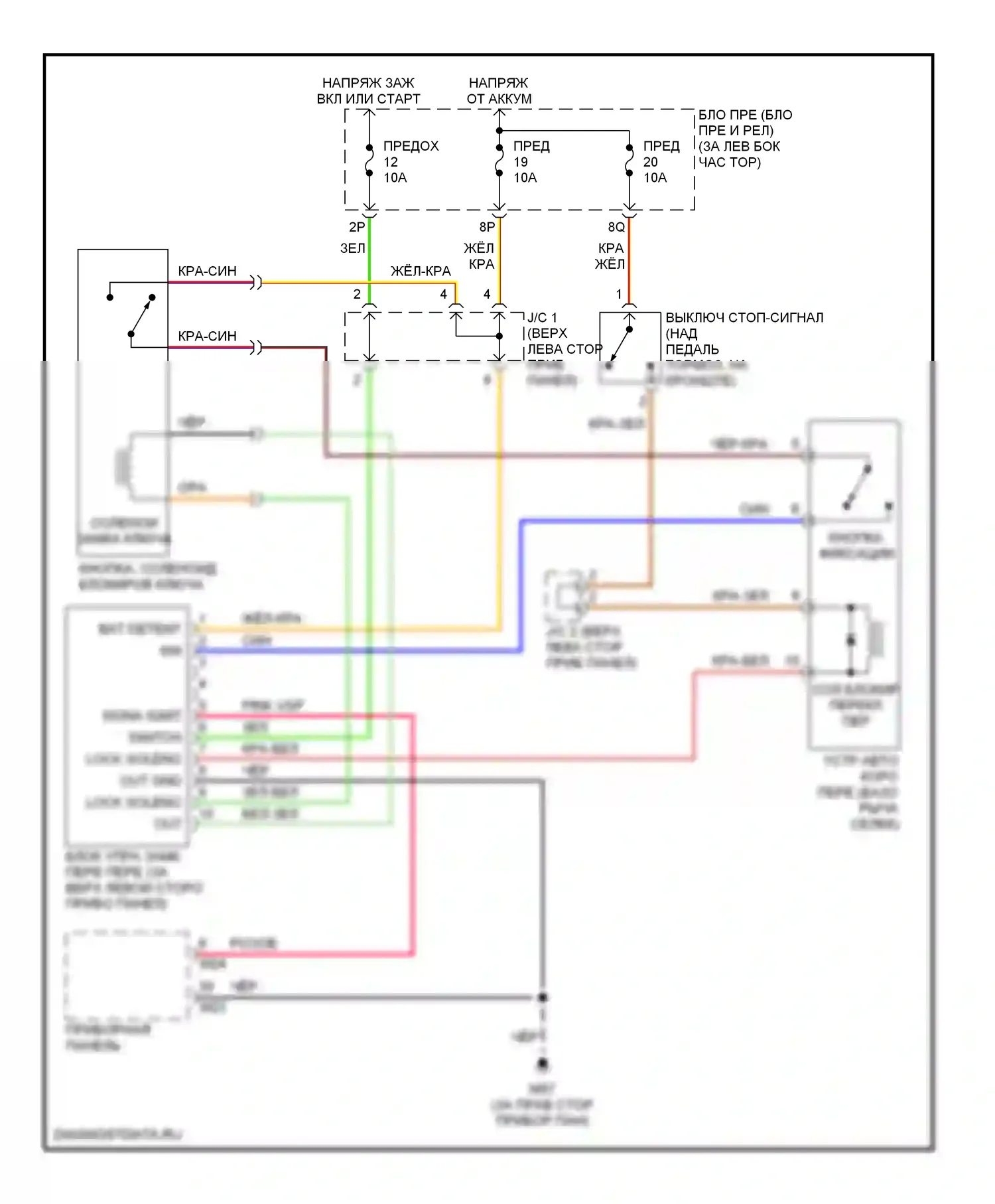 Altima Nissan L31 (2001-2004): Электросхема блокировки селектора 