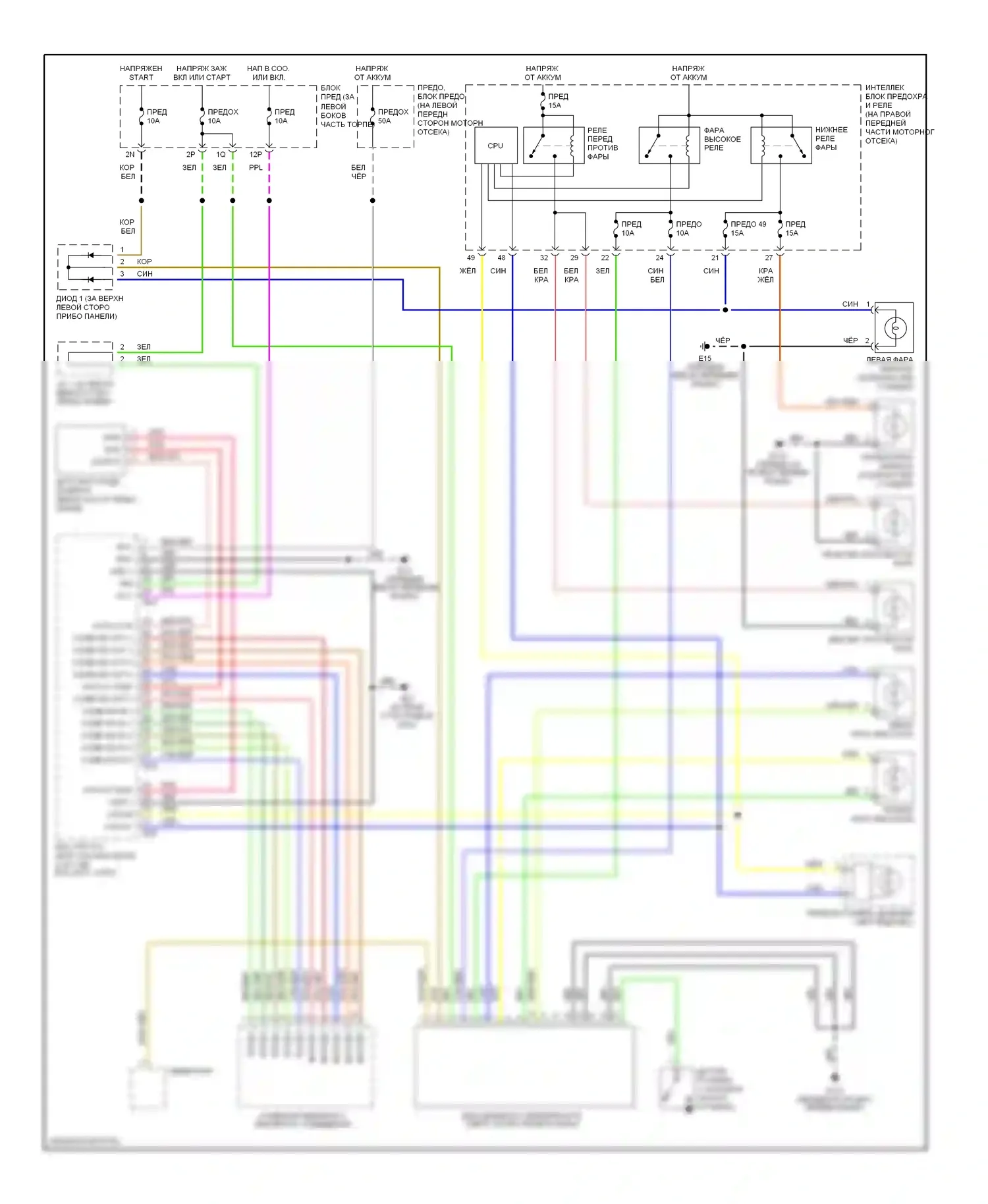 Altima Nissan L31 (2001-2004): Электросхема фар, с черт. 