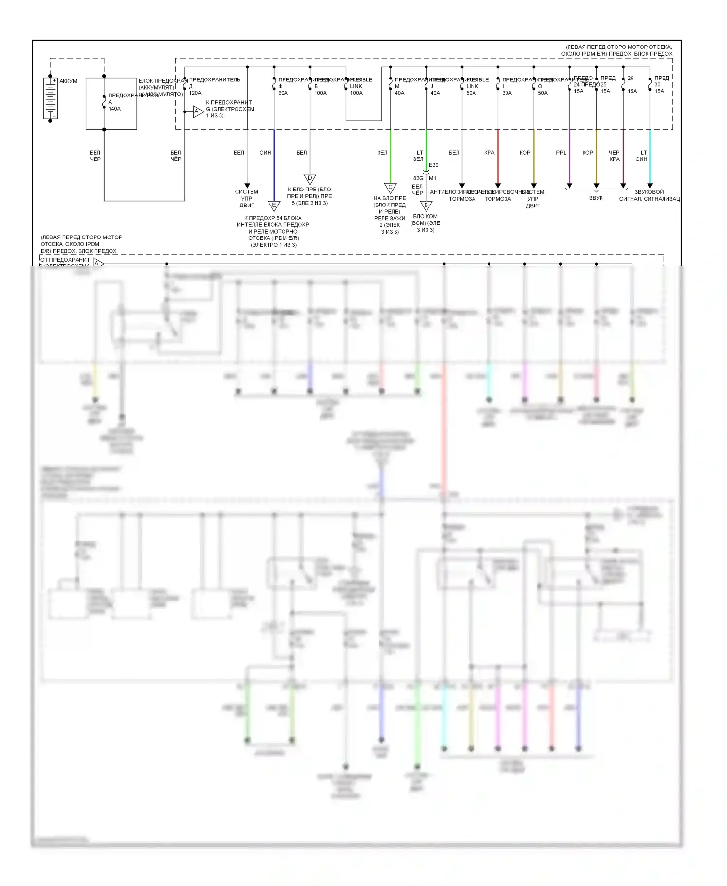 Altima Nissan L32 рестайлинг (2009-2013): Электросхема блока предохранителей реле, гибридного (1 из 3) 