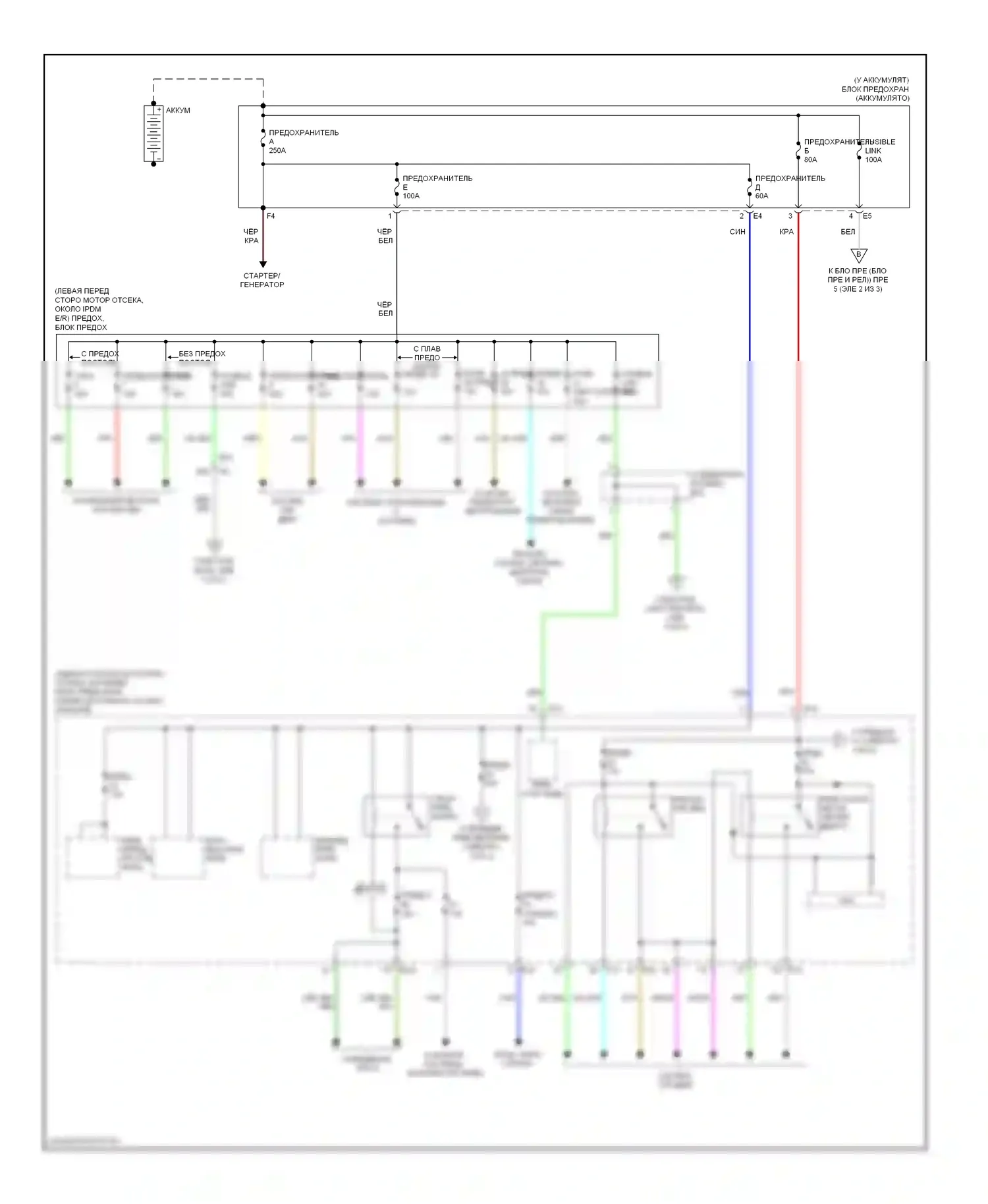 Altima Nissan L32 рестайлинг (2009-2013): Электросхема блока предохранителей реле, кроме гибридного (1 из 3) 