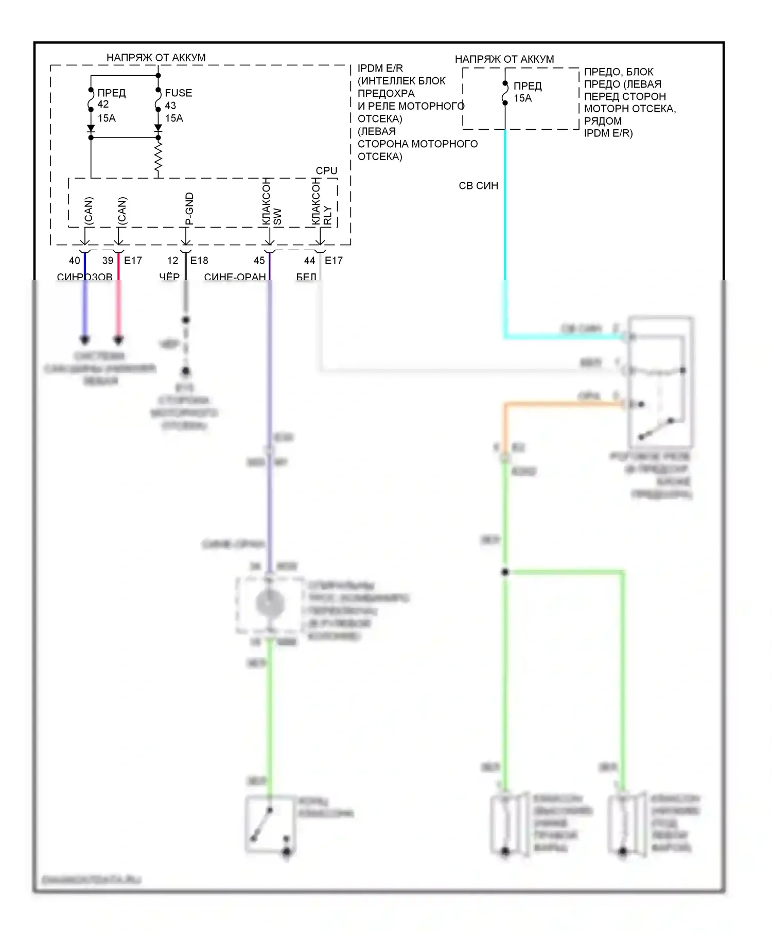 Altima Nissan L32 рестайлинг (2009-2013): Электросхема клаксона 