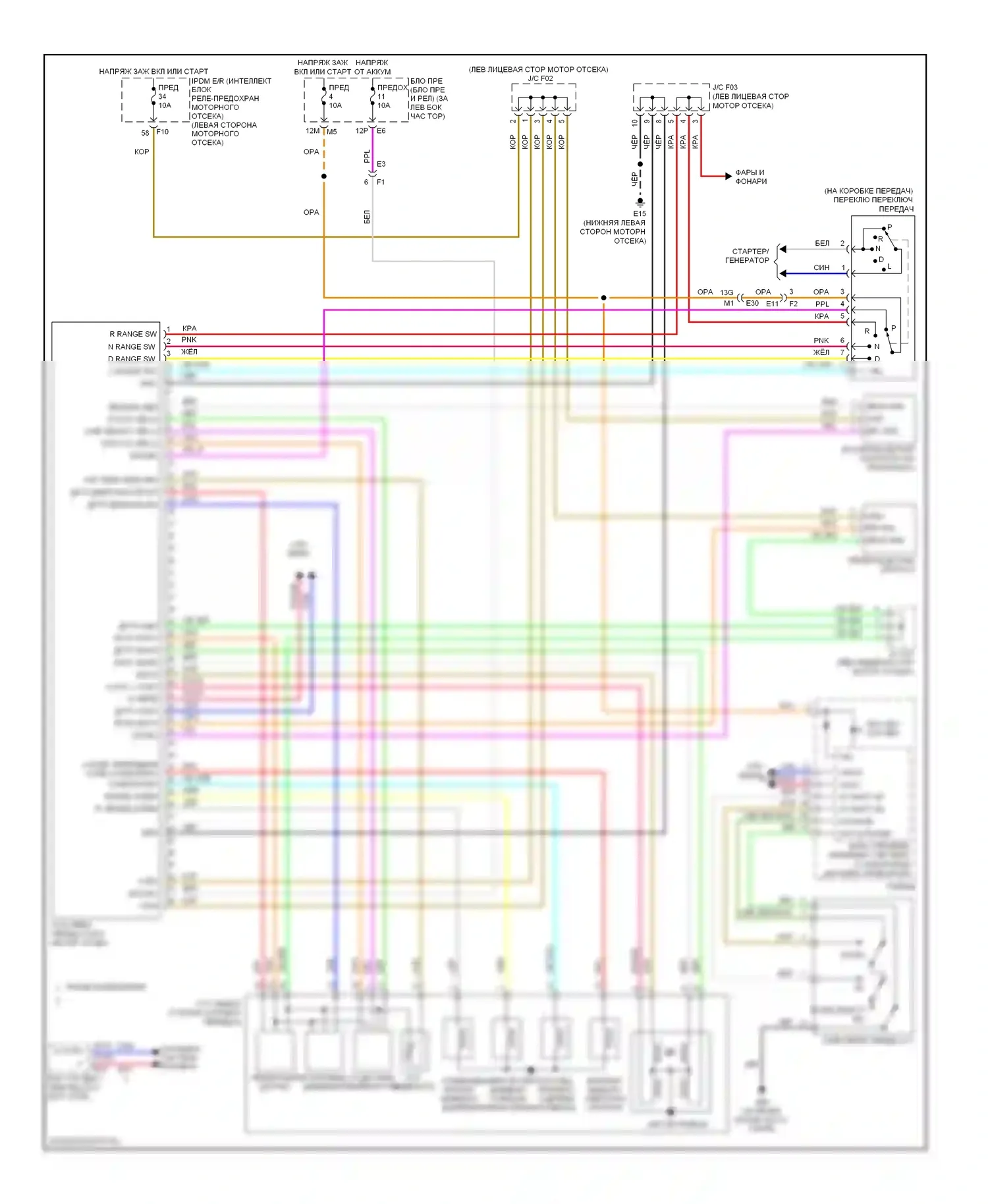 Altima Nissan L32 рестайлинг (2009-2013): 2,5л, электросхема коробки передач 