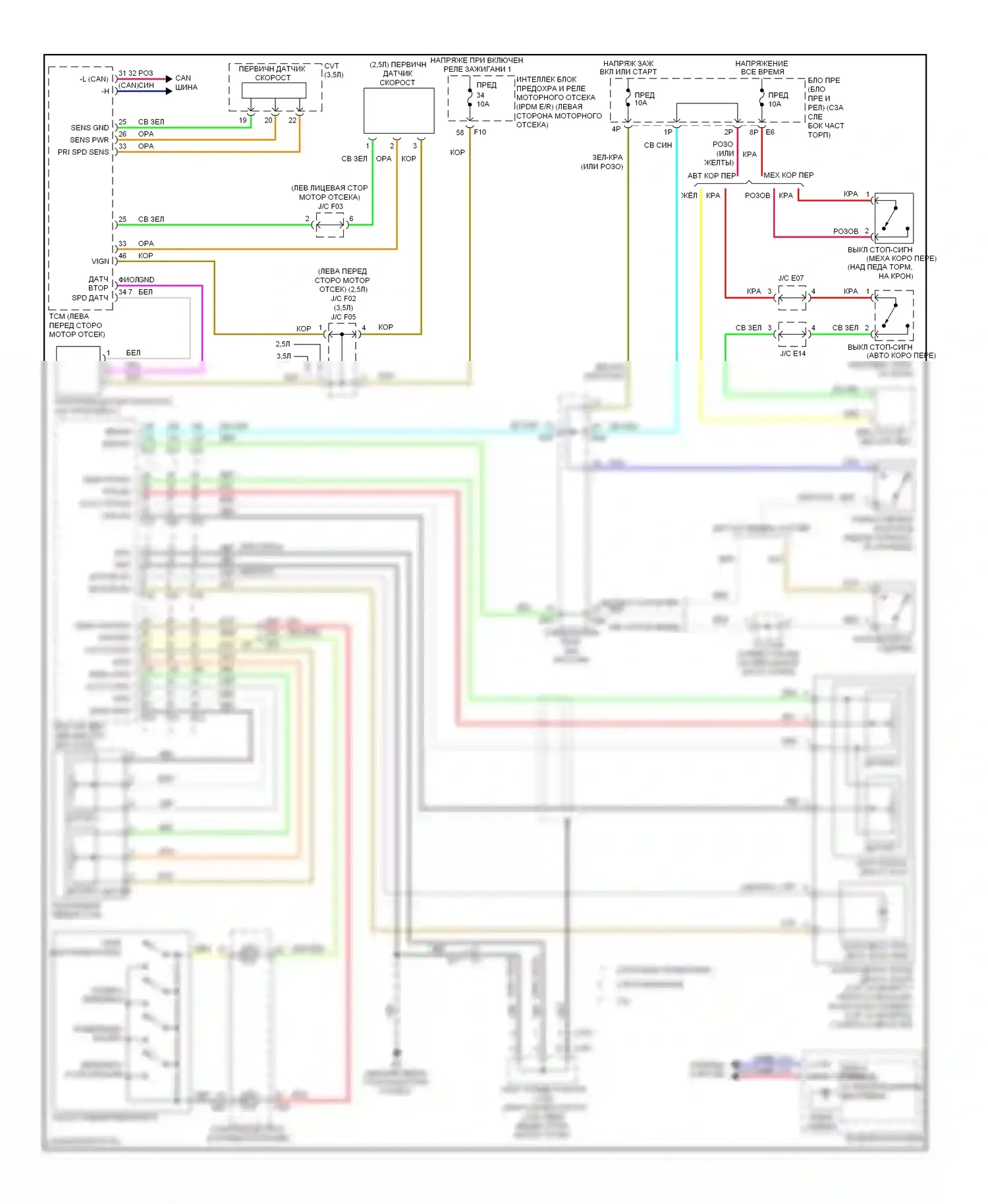 Altima Nissan L32 рестайлинг (2009-2013): Электросхема круиз-контроля, кроме гибридного 