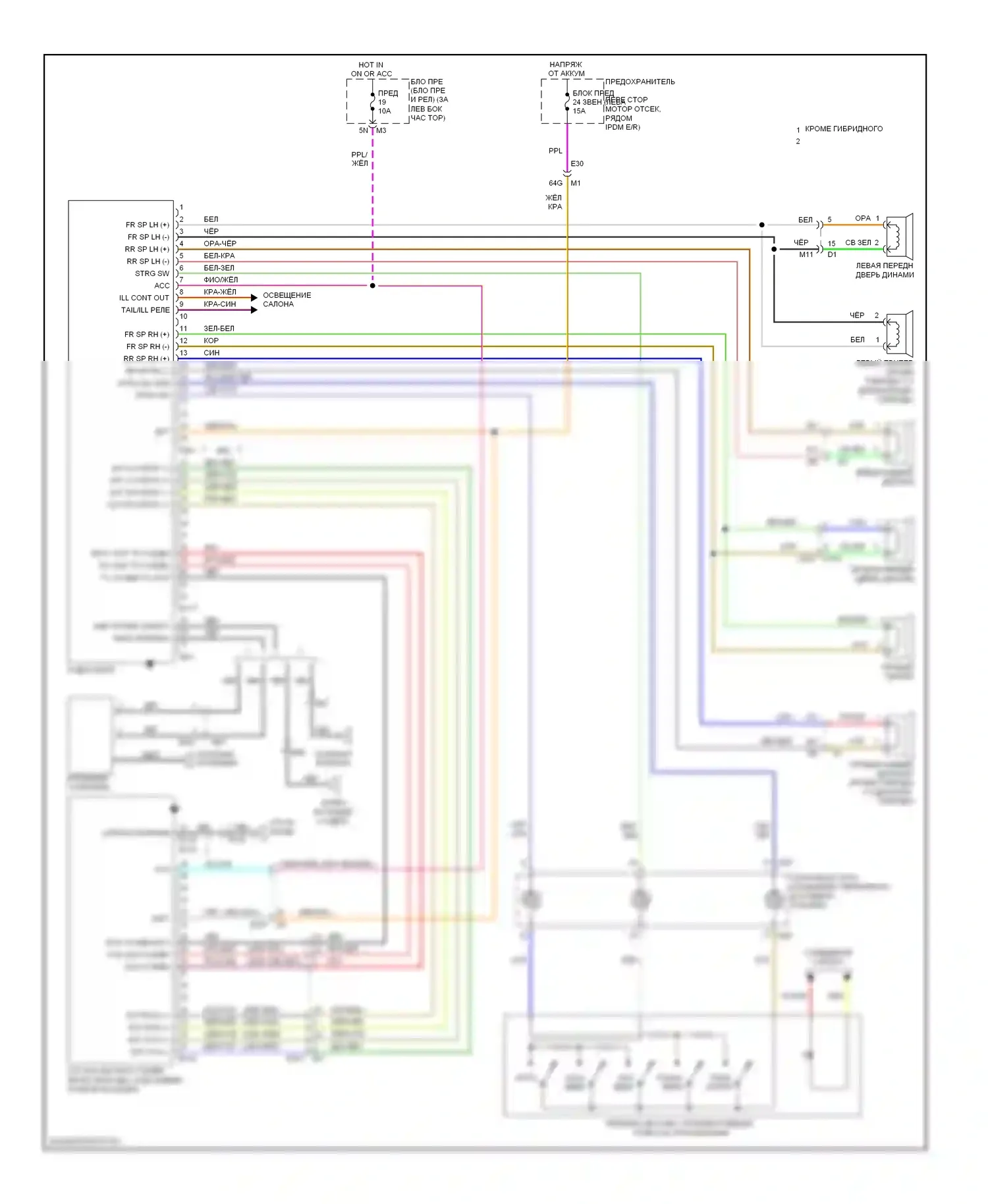 Altima Nissan L32 рестайлинг (2009-2013): Базовая магнитола электросхема, седан 