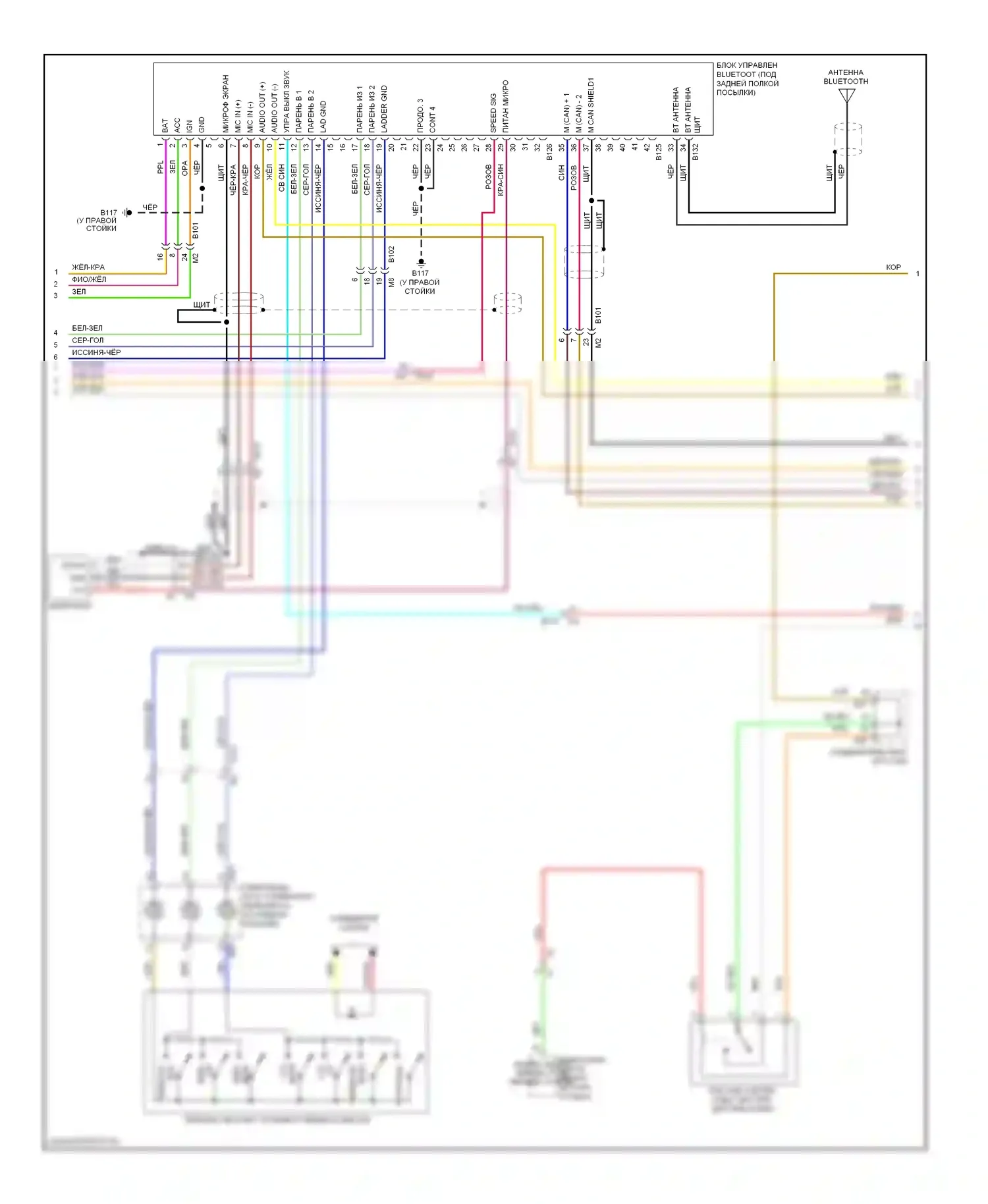 Altima Nissan L32 рестайлинг (2009-2013): Bозе электросхема магнитолы, седан, кроме гибрида без навигации (2 из 3) 