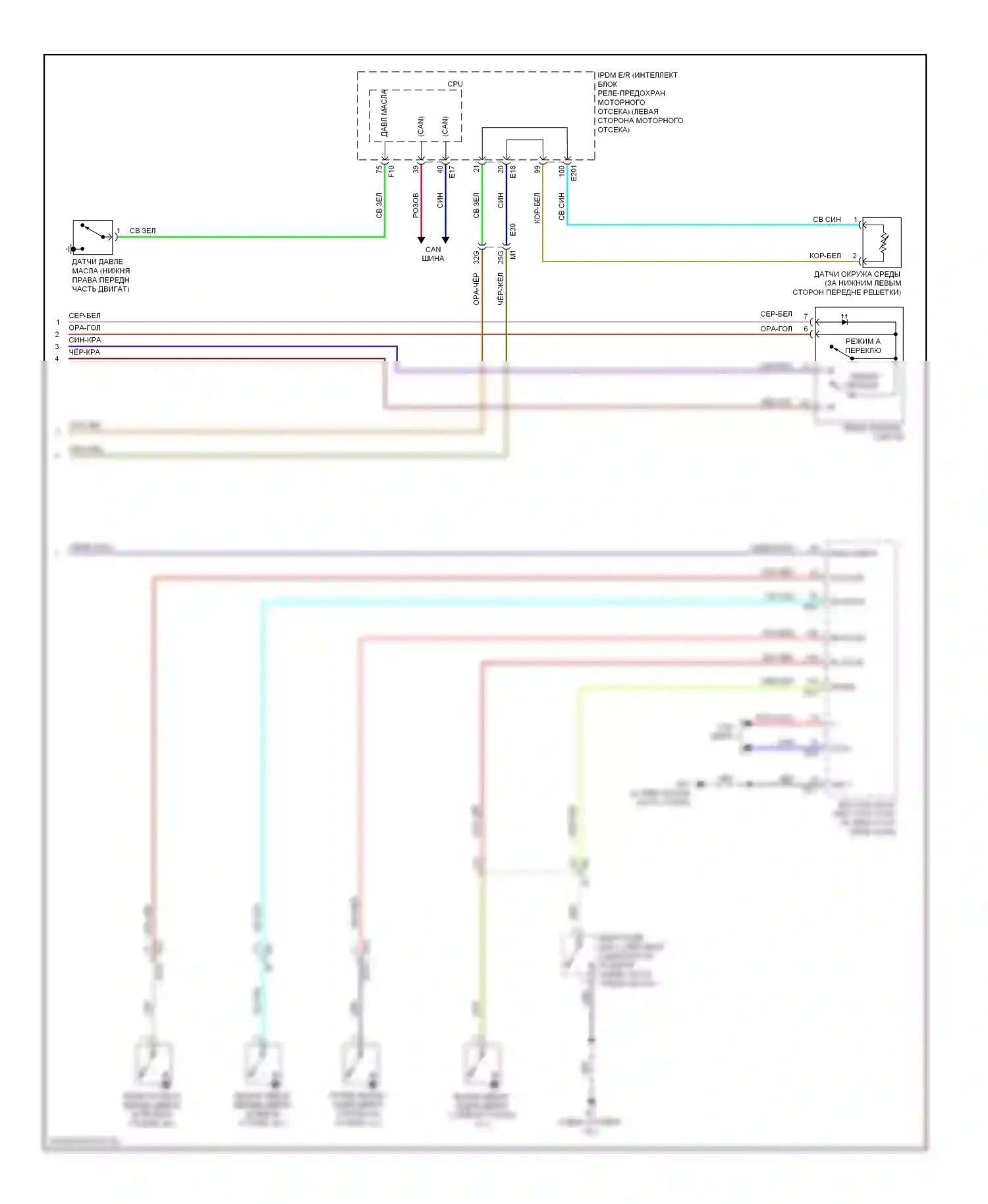 Altima Nissan L32 рестайлинг (2009-2013): Электросхема приборной панели, гибридная (2 из 2) 