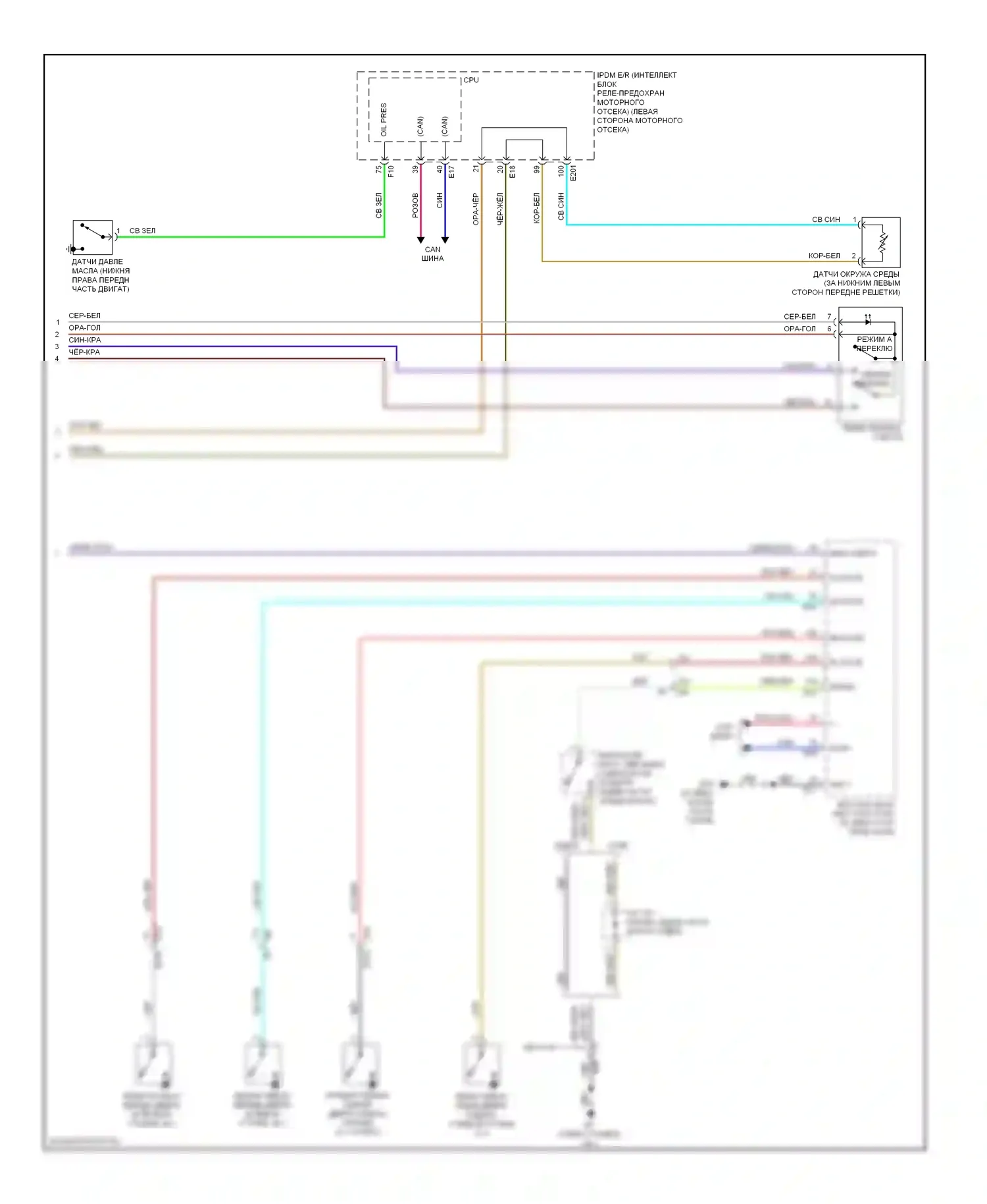 Altima Nissan L32 рестайлинг (2009-2013): Электросхема приборной панели, кроме гибридной (2 из 2) 