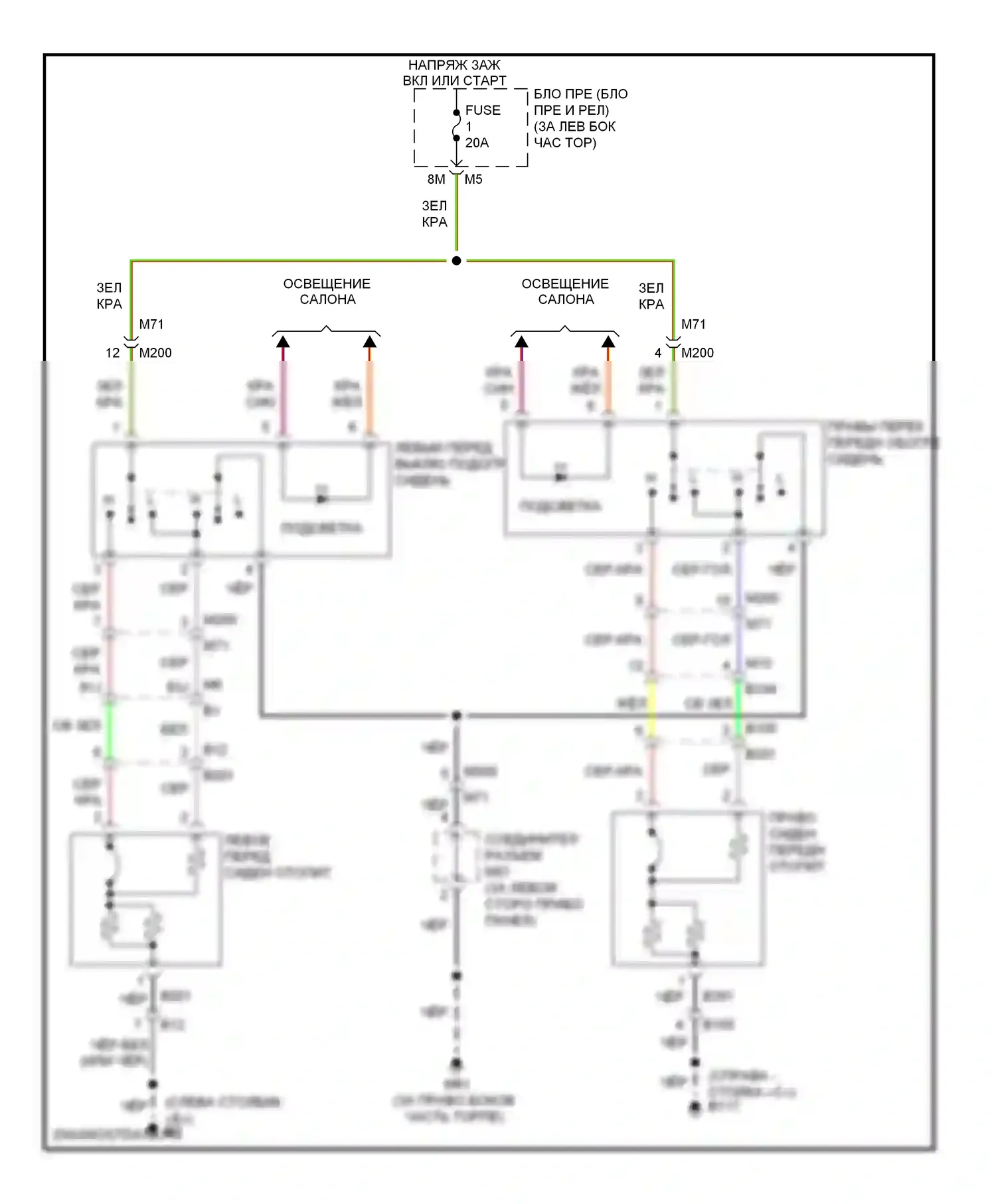 Altima Nissan L32 рестайлинг (2009-2013): Электросхема обогреваемых сидений 